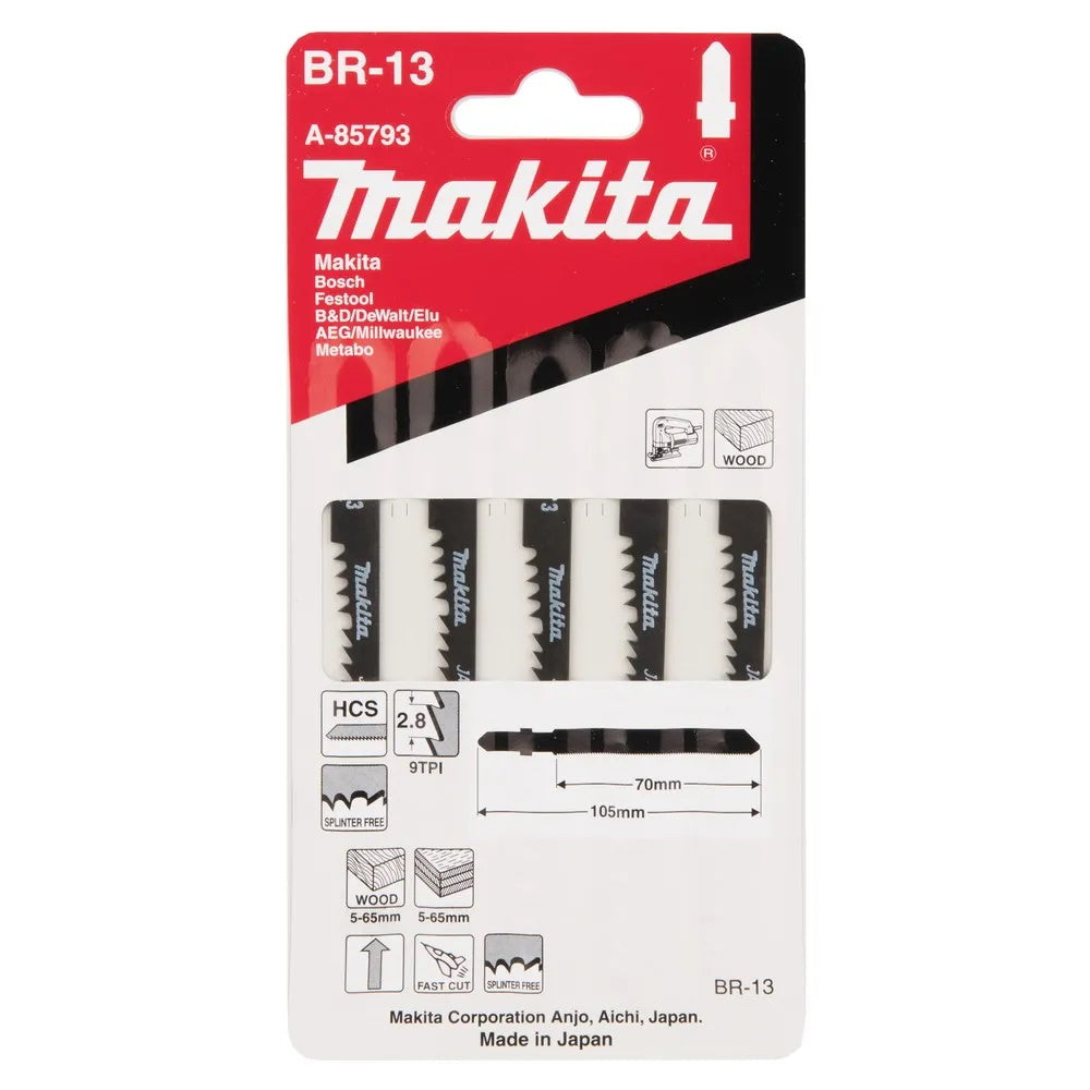 Buy Makita Jigsaw Blades 5 Pack BR-13 A-85793 from Power Tool Services - Image 1 | Best Price