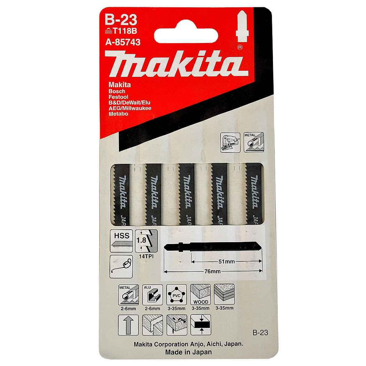 Buy Makita Jigsaw Blades T118B 5 Pack A-85743 from Power Tool Services - Image 1 | Best Price