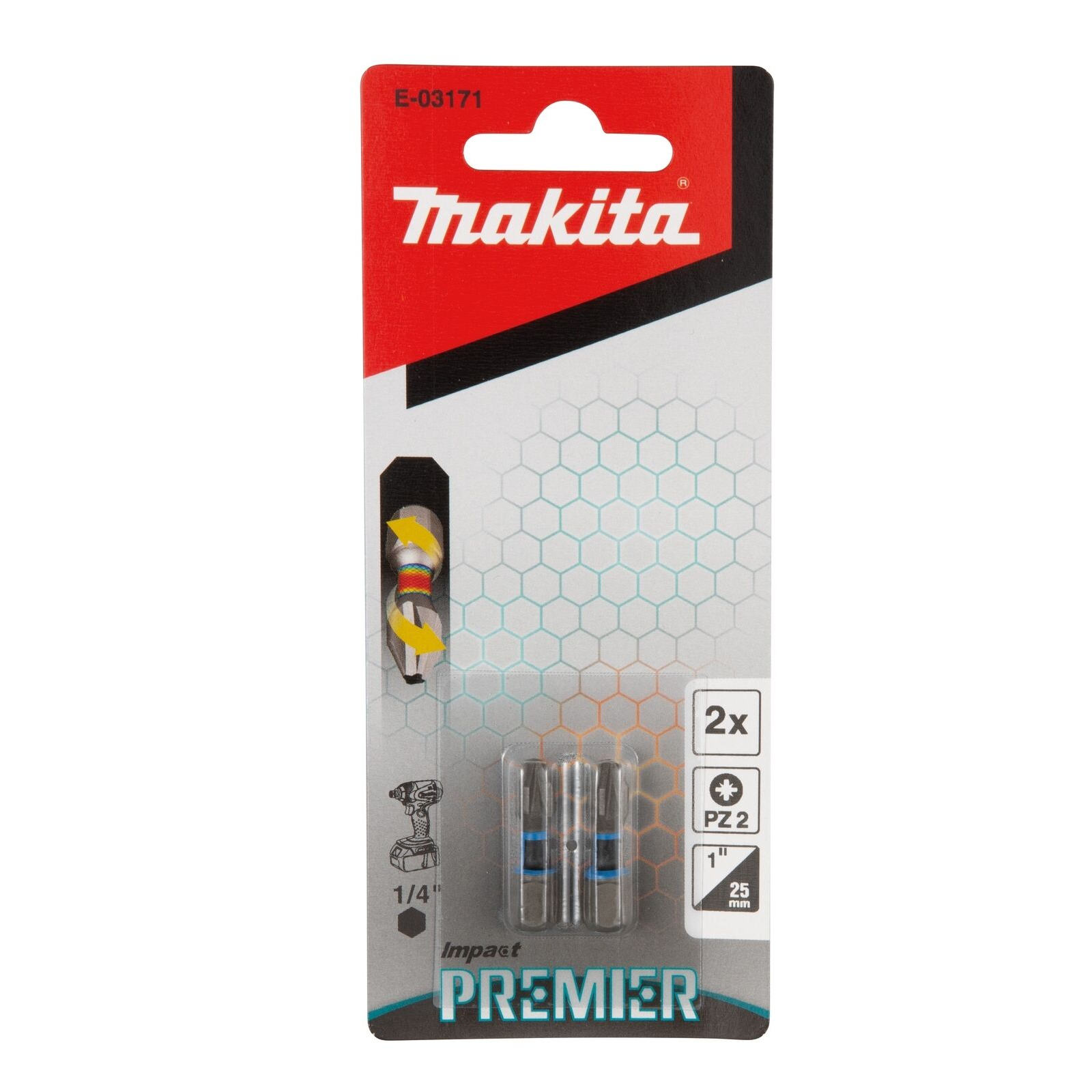 Makita Torsion Control Bit Pozi 2 x 25 E-03171 Power Tool Services