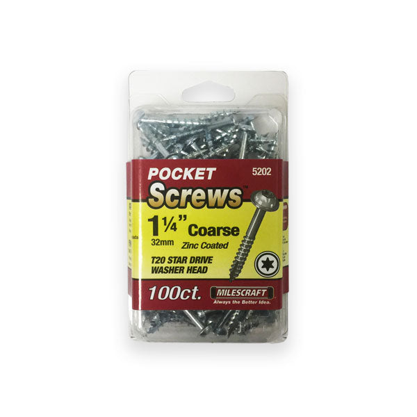 Milescraft | Pocket Screws Coarse 1" 100pc 32mm Zinc Coated