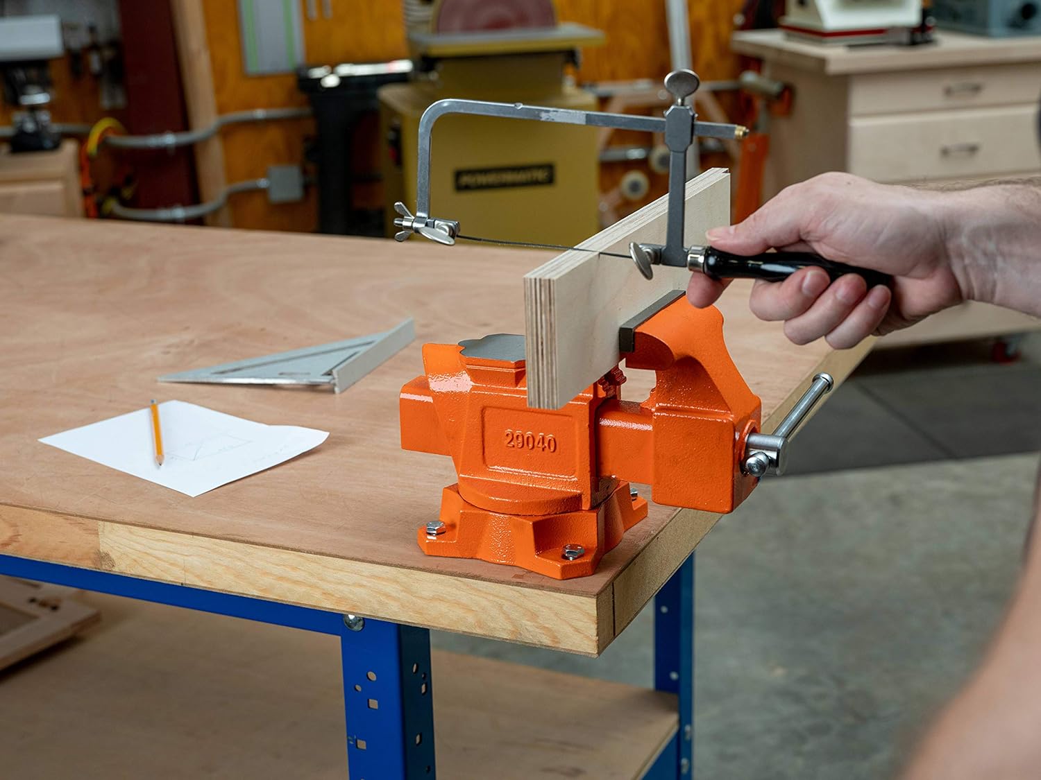 Buy Pony 4' Heavy-Duty Workshop Bench Vise Swivel Base from Power Tool Services - Image 8 | Best Price