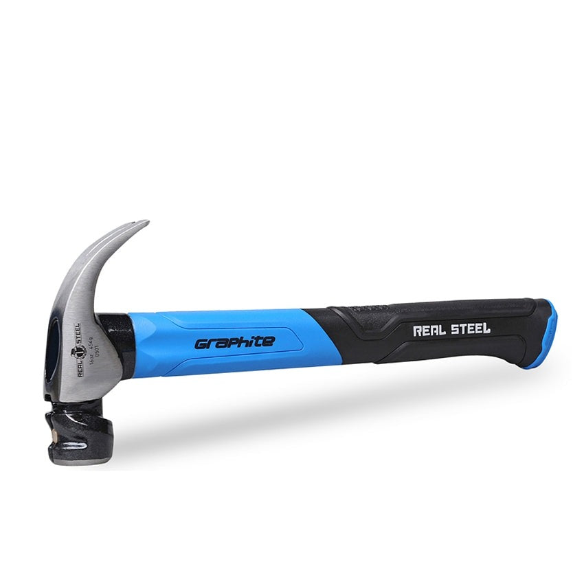 Real Steel Hammer Claw Curved 450g 16oz Graph. Handle RSH0501 Power Tool Services