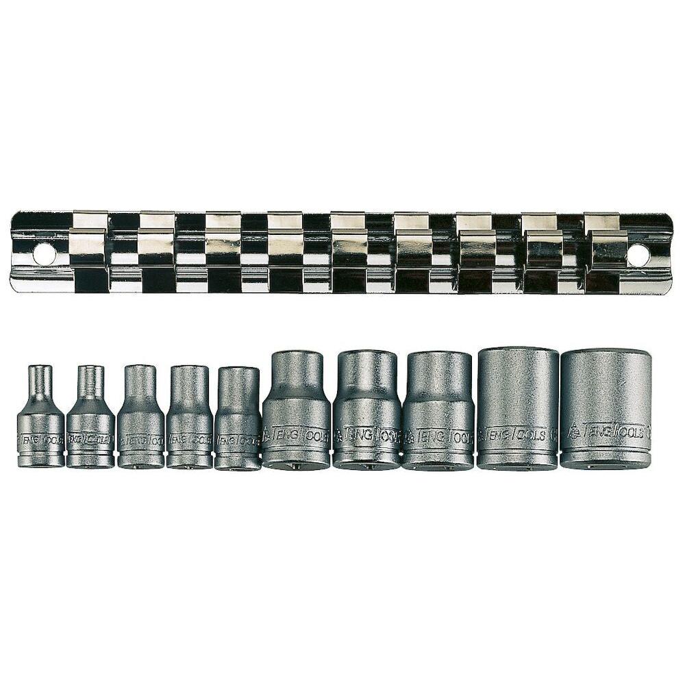Buy Teng Tools 10PC 1/4inch & 3/8inch Drive TX-E Socket Set - Rail from Power Tool Services - Image 1 | Best Price
