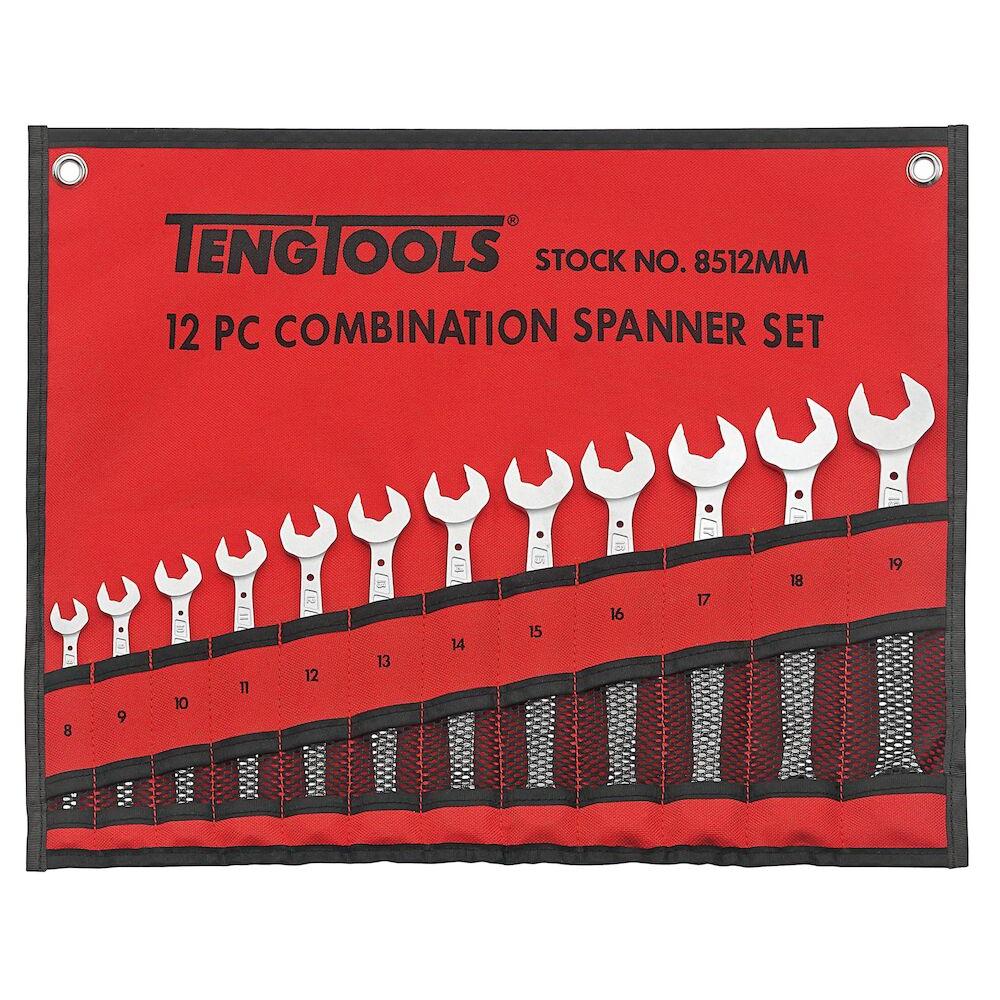 Buy Teng Tools 12PC Anti Slip Metric Combination Spanner Set - Tool Roll from Power Tool Services - Image 1 | Best Price