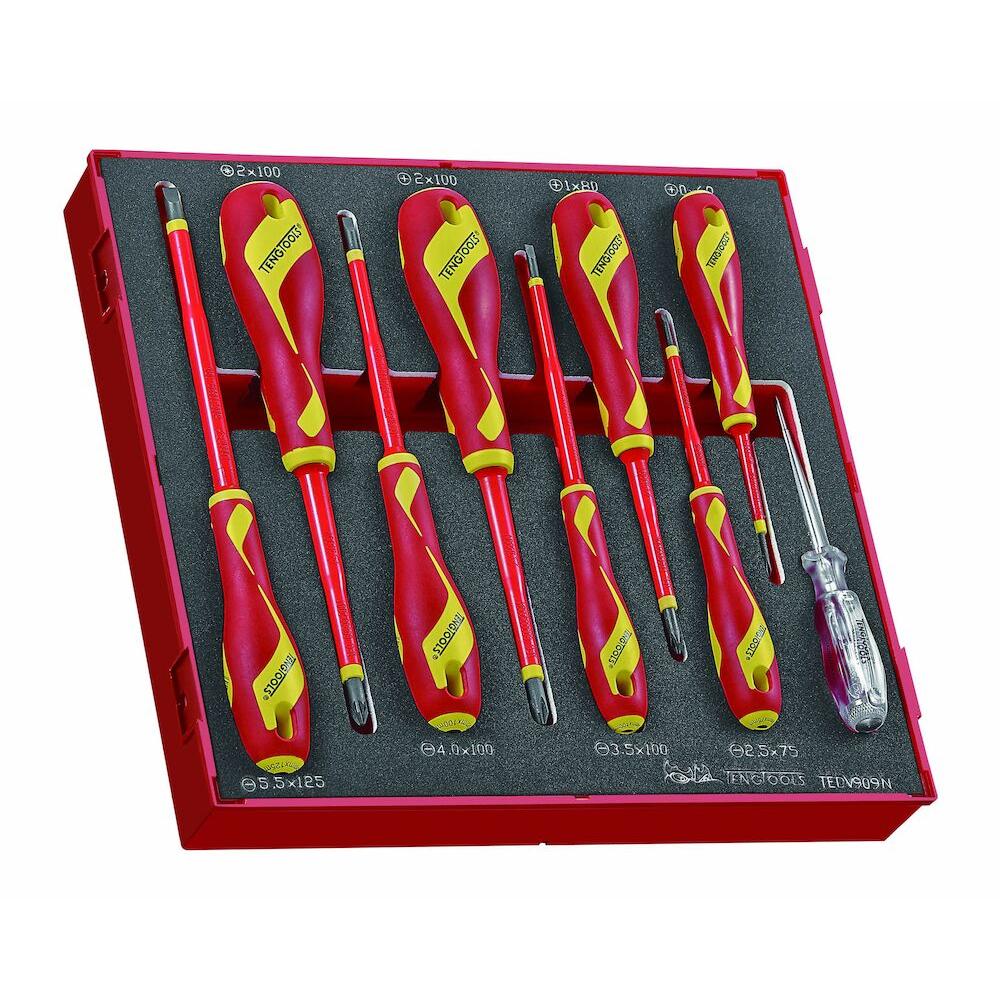 Buy Teng Tools 9PC 1000 Volt Insulated Screwdriver Set in EVA from Power Tool Services - Image 1 | Best Price