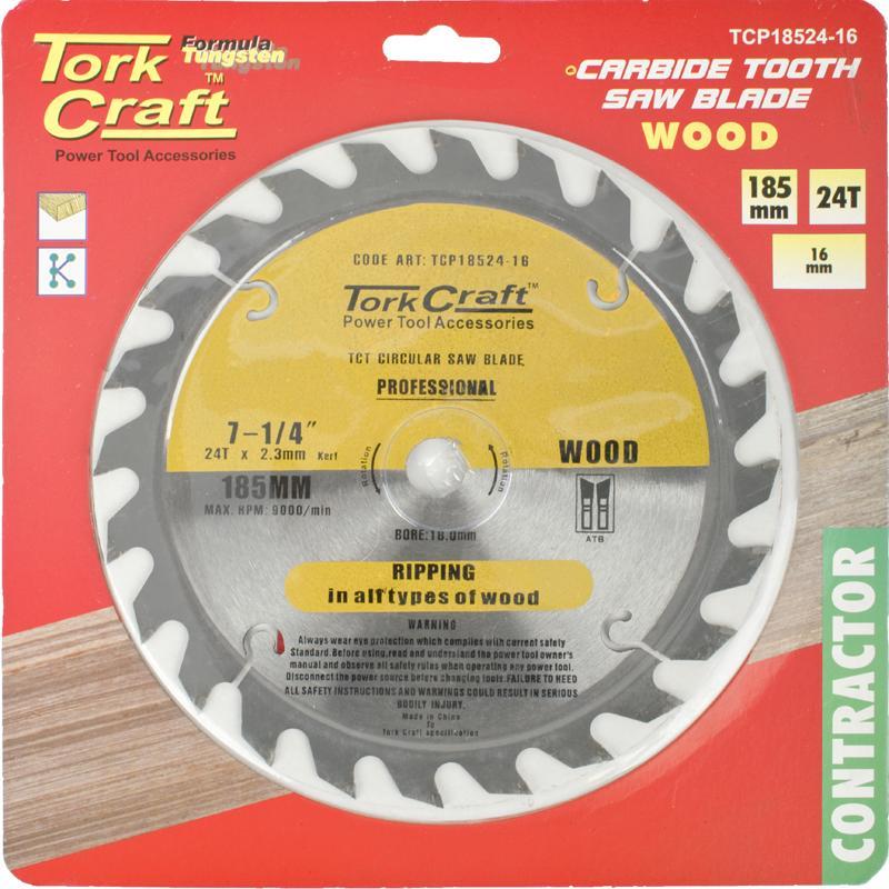 Buy Tork Craft Circular Saw Blade Contractor 185 X 24T 16 TCP18524-16 from Power Tool Services - Image 1 | Best Price