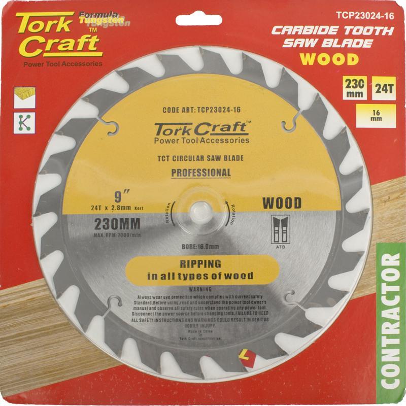 Buy Tork Craft Circular Saw Blade Contractor 230 X 24T 16 TCP23024-16 from Power Tool Services - Image 1 | Best Price
