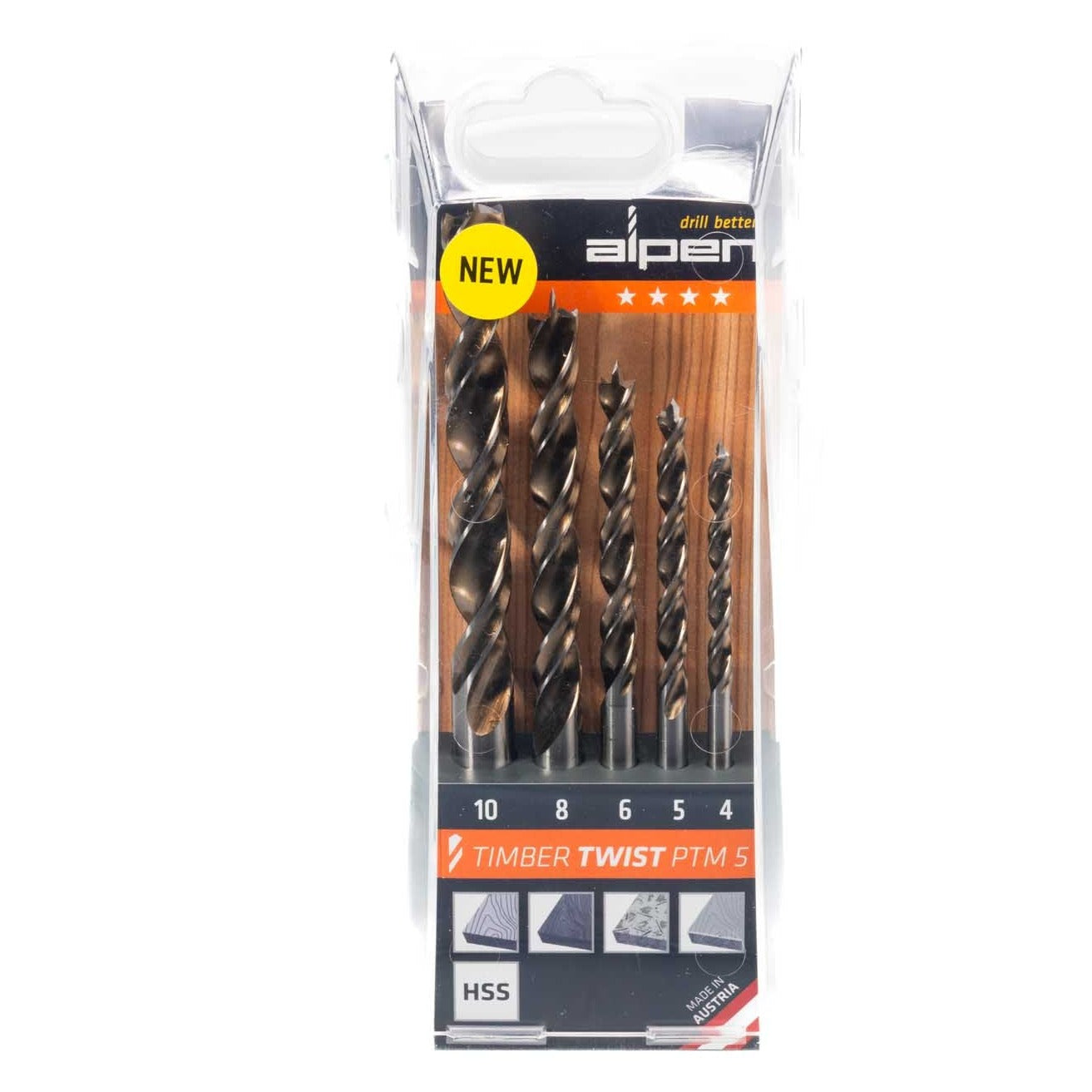 Wood Twist Drill Bit Set Ptm5-5 4, 5, 6, 8, 10.0mm Power Tool Services