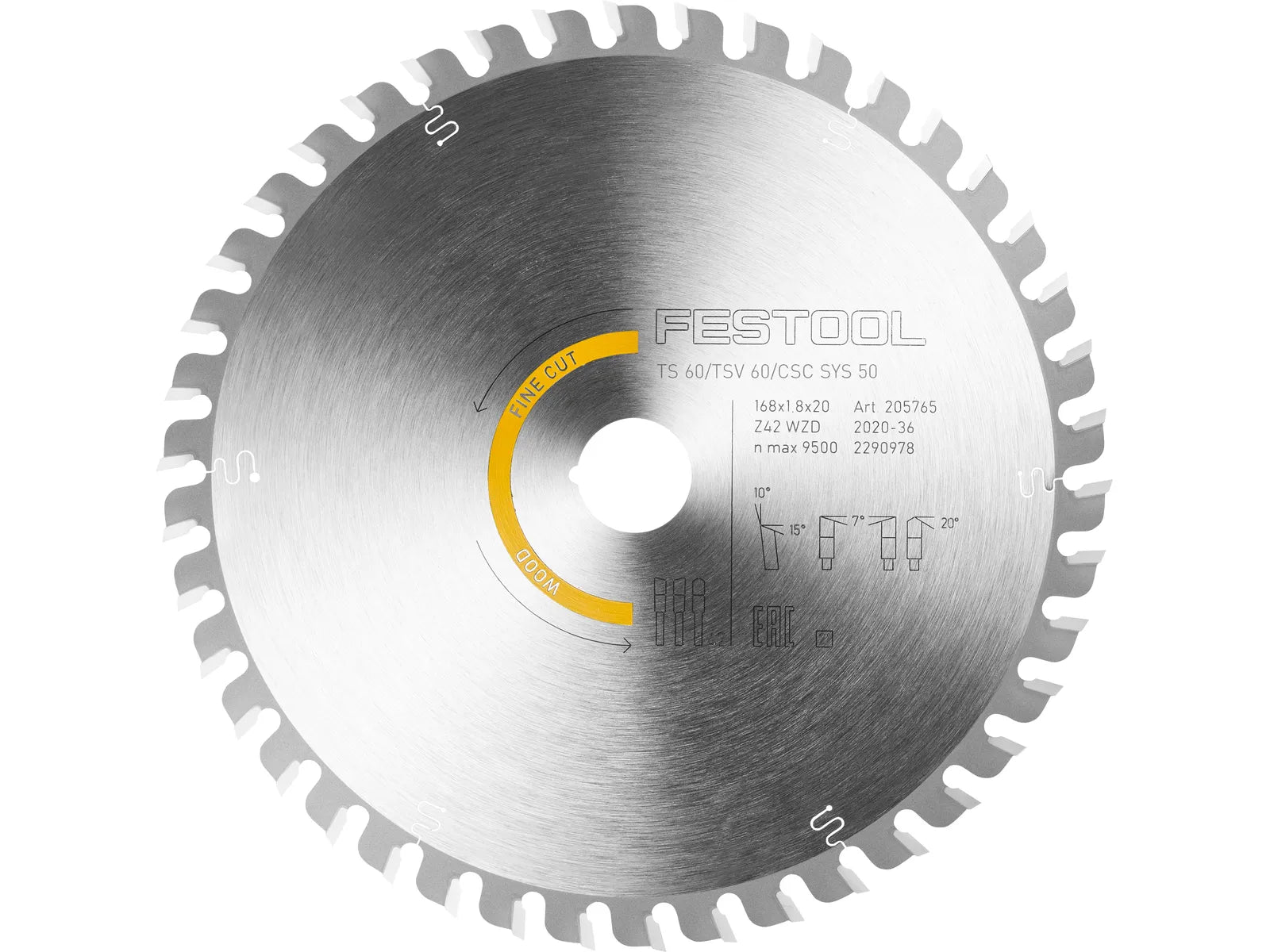 Festool HW 168x1,8x20 WD42 Saw blade WOOD FINE CUT 205765 1 - Power Tool Services