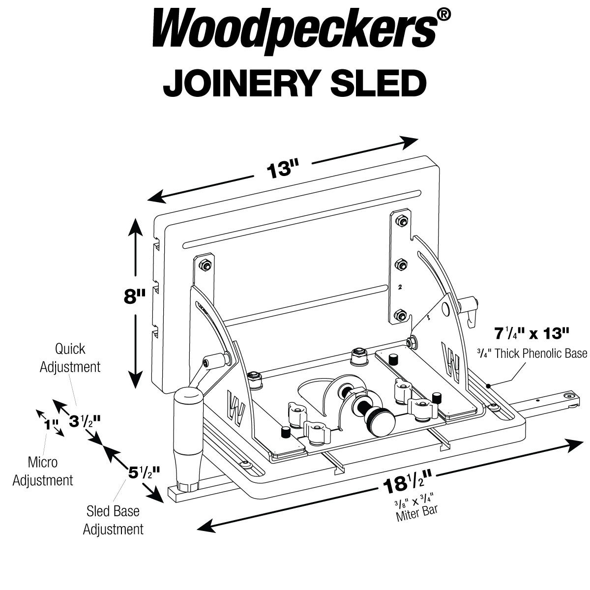 Woodpeckers Joinery Sled w/Rack-It JSLED 15 - Power Tool Services