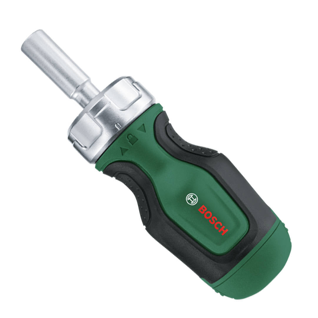 Buy Bosch DIY Stubby Ratchet Screwdriver with 6 Bits 1600A027PK from Power Tool Services - Image 2 | Best Price