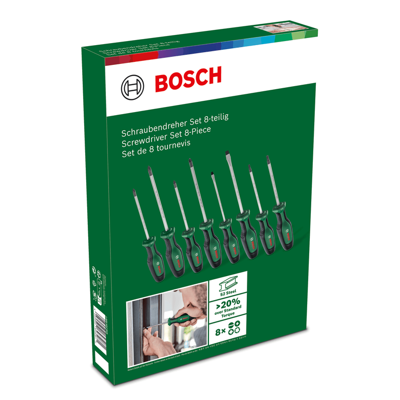 Buy Bosch DIY Screwdriver Set 8-Piece 1600A02BX8 from Power Tool Services - Image 1 | Best Price