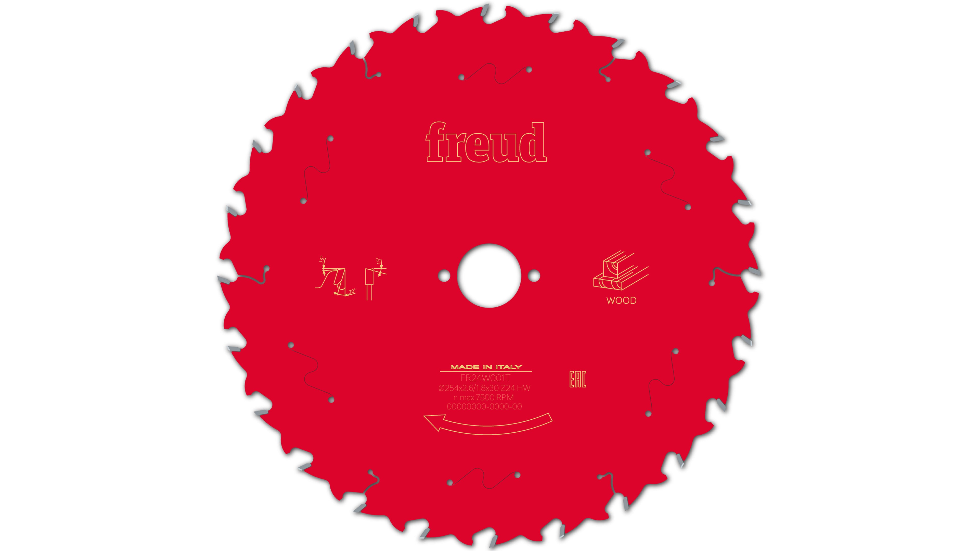 Buy Freud Circular saw blade HM 254 x 2.6/1.8 x 30 mm, Z=24 FR24W001T from Power Tool Services - Image 2 | Best Price