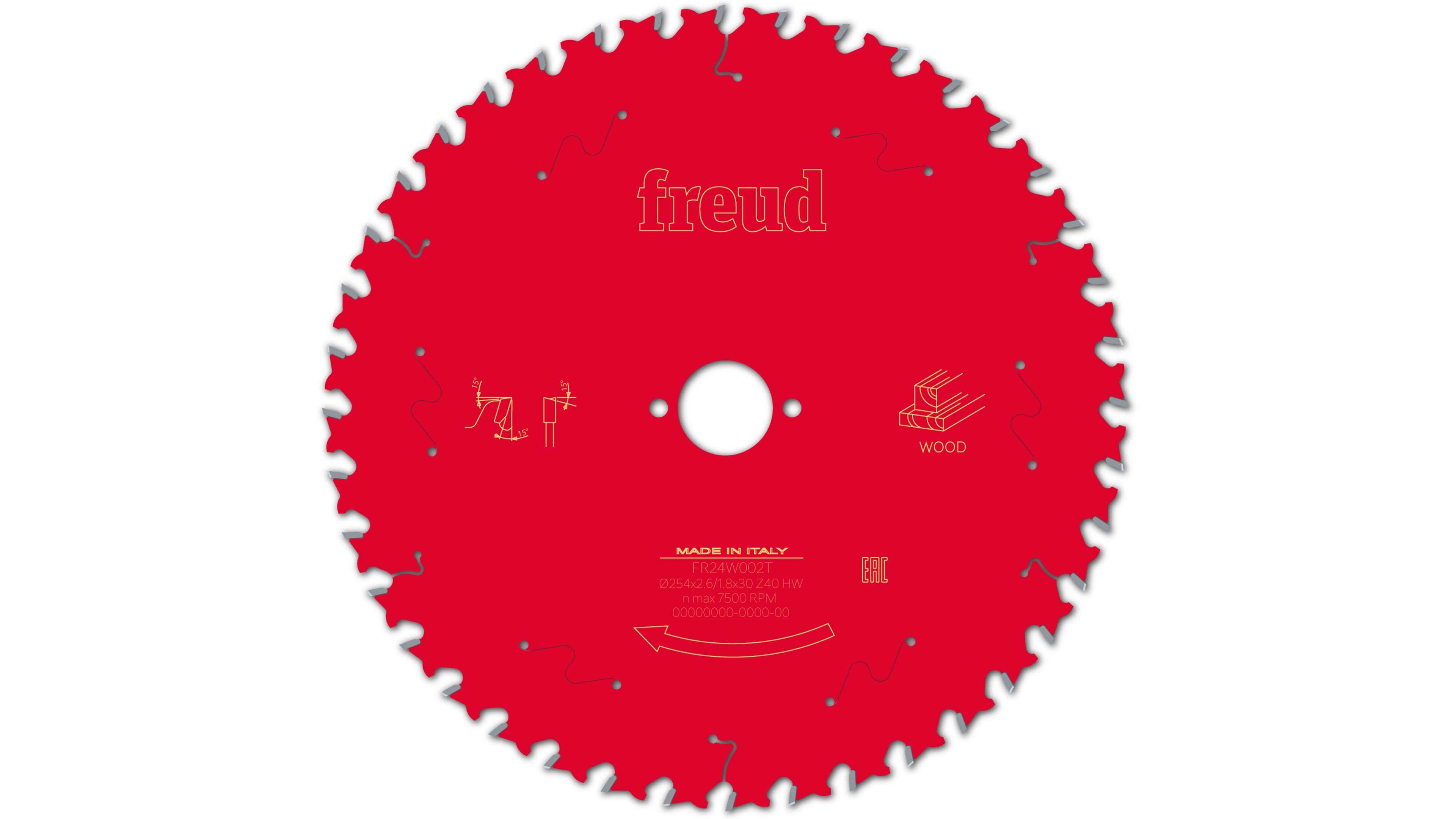 Buy Freud Circular saw blade HM 254 x 2.6/1.8 x 30 mm, Z=40 FR24W002T from Power Tool Services - Image 2 | Best Price
