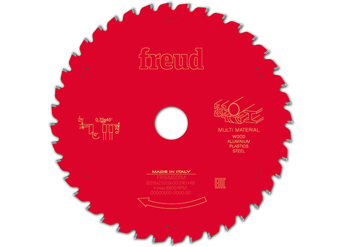Buy Freud Circular saw blade HM 216 x 2.0/1.6 x 30 mm, Z=40 FR16M001M from Power Tool Services - Image 2 | Best Price