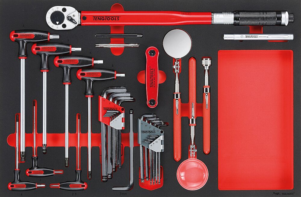 Buy Teng Tools 17PC Hexagon Key, Torque Wrench And Inspection Tool Set from Power Tool Services - Image 1 | Best Price