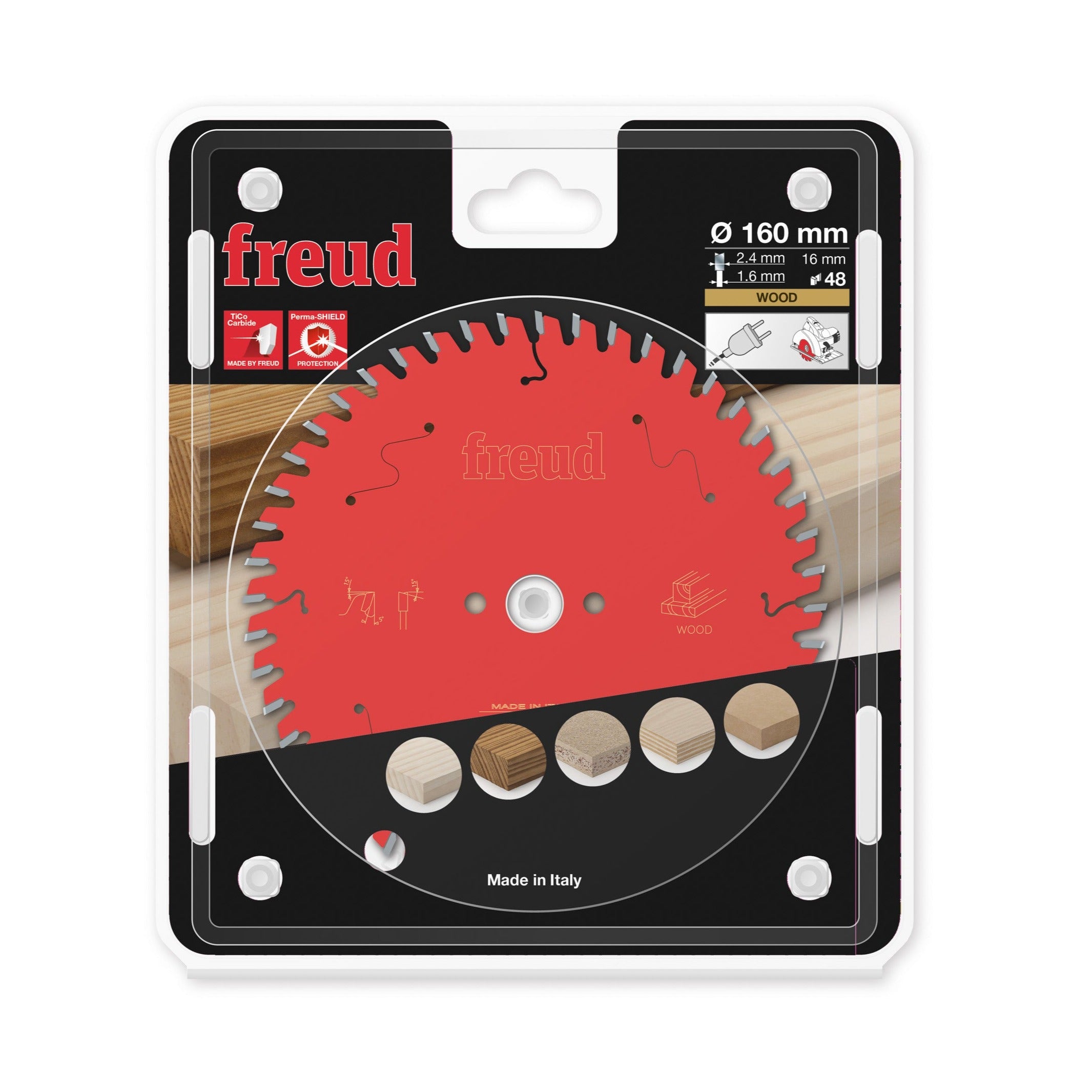 Buy Freud Circular saw blade HM 160 x 2.4/1.6 x 16 mm, Z=48 FR06W002H from Power Tool Services - Image 1 | Best Price