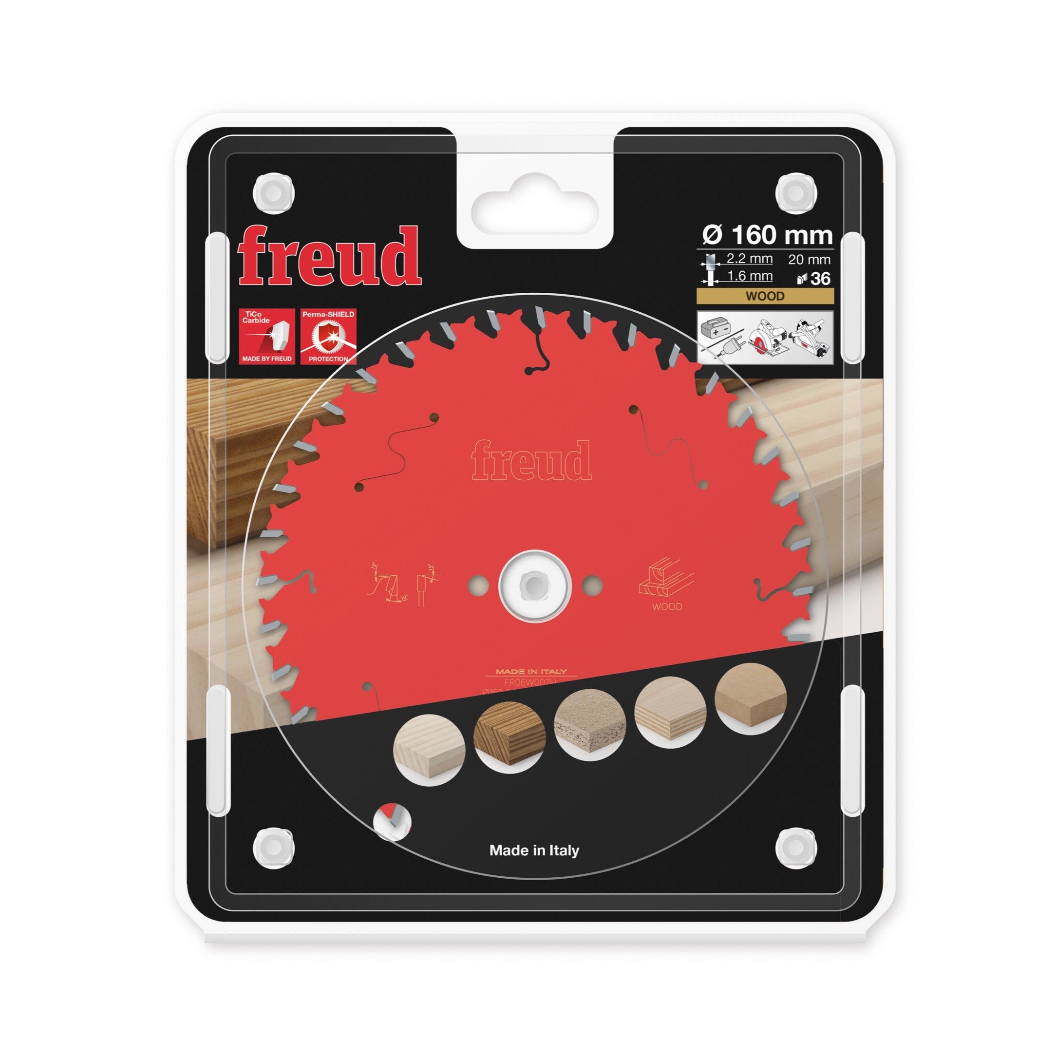 Buy Freud Circular saw blade HM 160 x 2.2/1.6 x 20 mm, Z=36 FR06W007H from Power Tool Services - Image 1 | Best Price