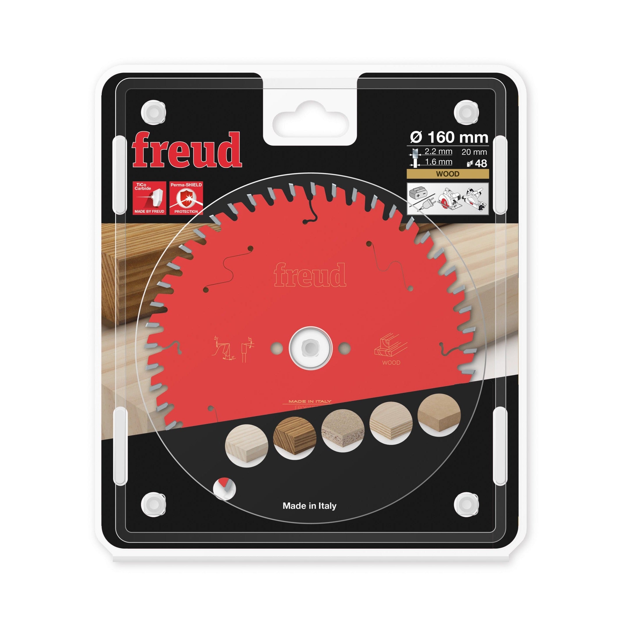 Buy Freud Circular saw blade HM 160 x 2.2/1.6 x 20 mm, Z=48 FR06W008H from Power Tool Services - Image 1 | Best Price