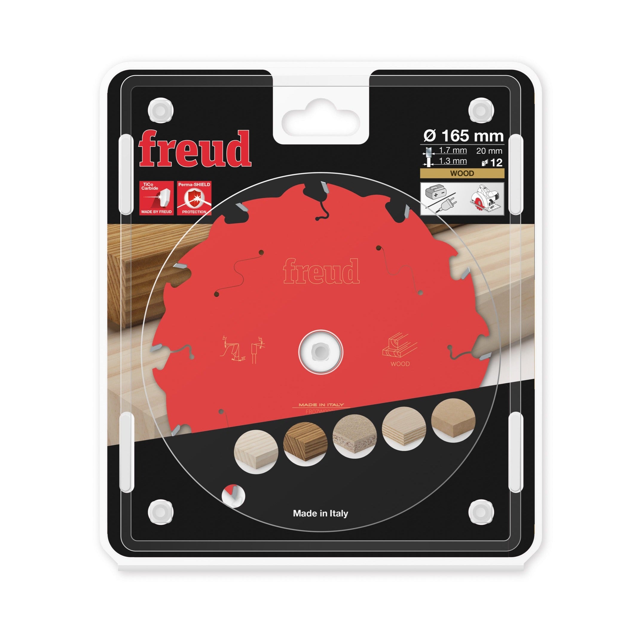 Buy Freud Circular saw blade HM 165 x 1.7/1.3 x 20 mm, Z=12 FR07W009H from Power Tool Services - Image 1 | Best Price
