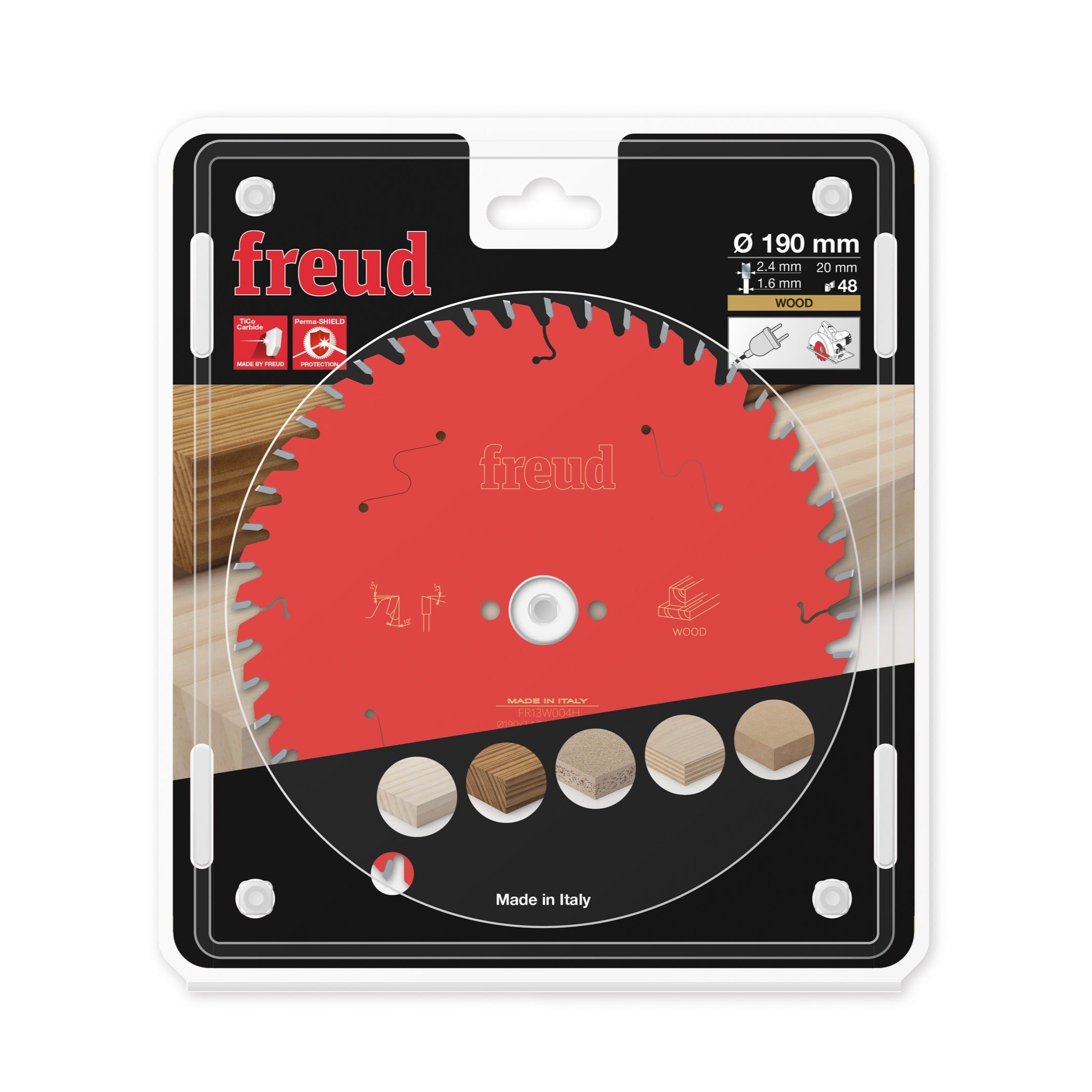 Buy Freud Circular saw blade HM 190 x 2.4/1.6 x 20 mm, Z=48 FR13W004H from Power Tool Services - Image 1 | Best Price