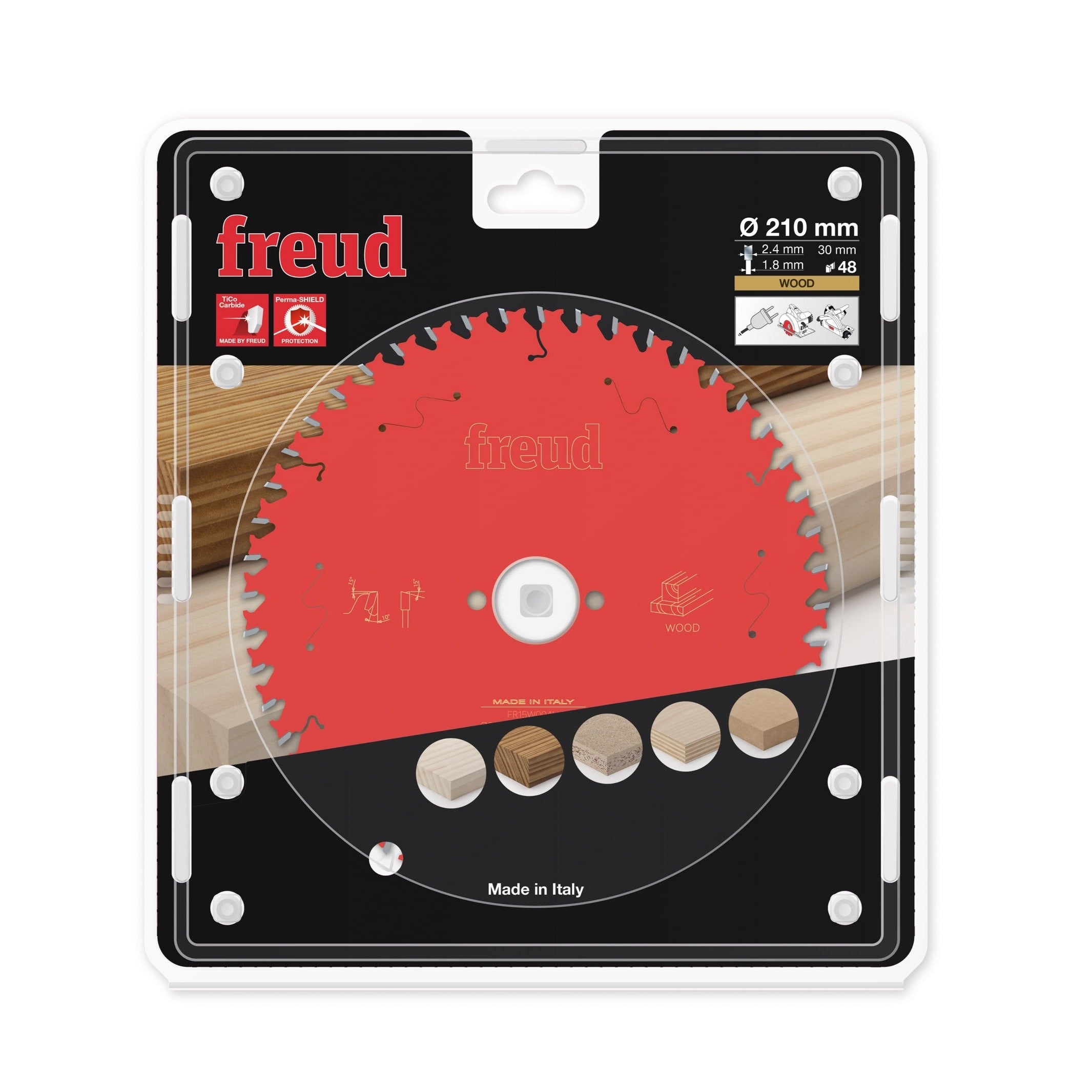 Buy Freud Circular saw blade HM 210 x 2.4/1.8 x 30 mm, Z=48 FR15W004H from Power Tool Services - Image 1 | Best Price