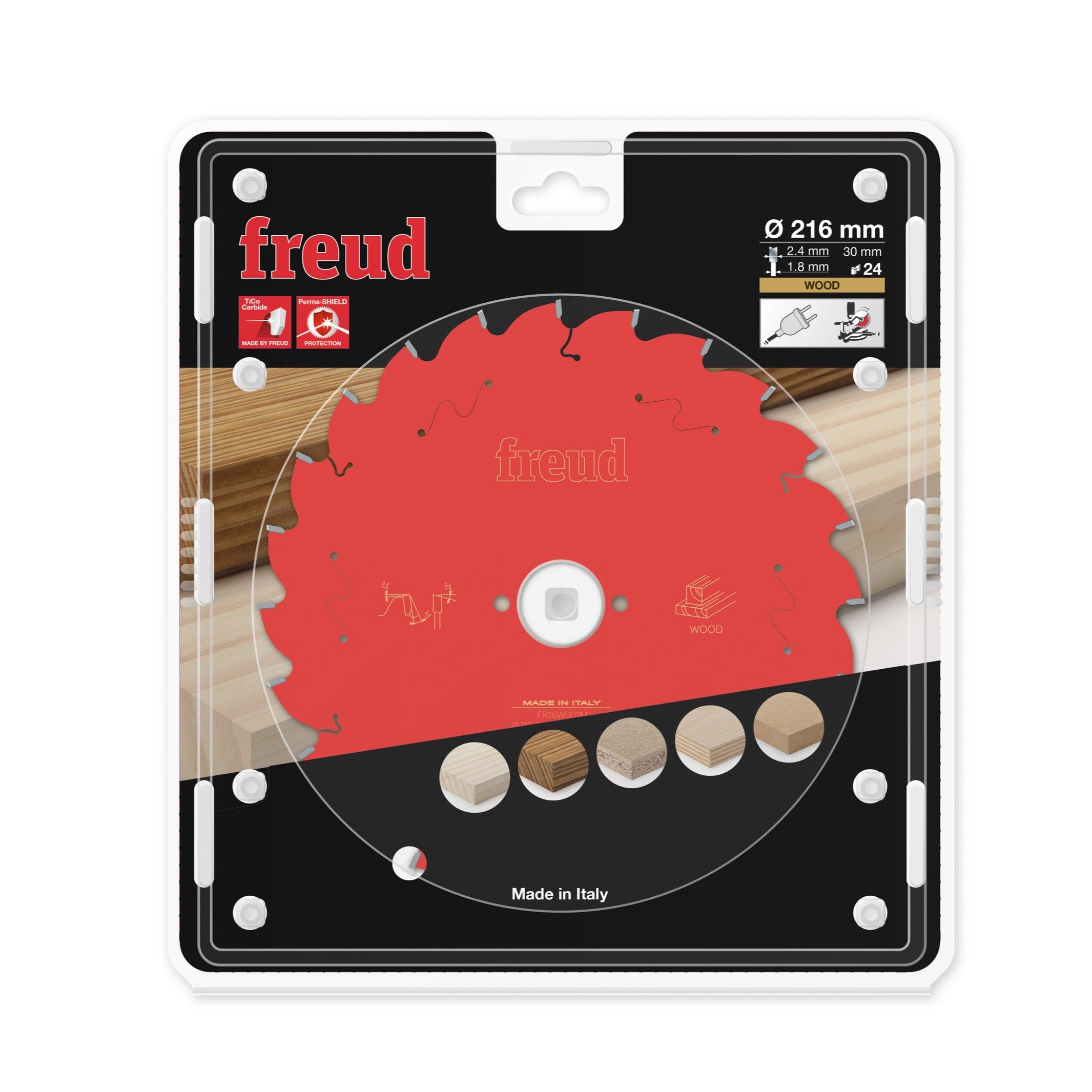 Buy Freud Circular saw blade HM 216 x 2.4/1.8 x 30 mm, Z=24 FR16W001M from Power Tool Services - Image 1 | Best Price