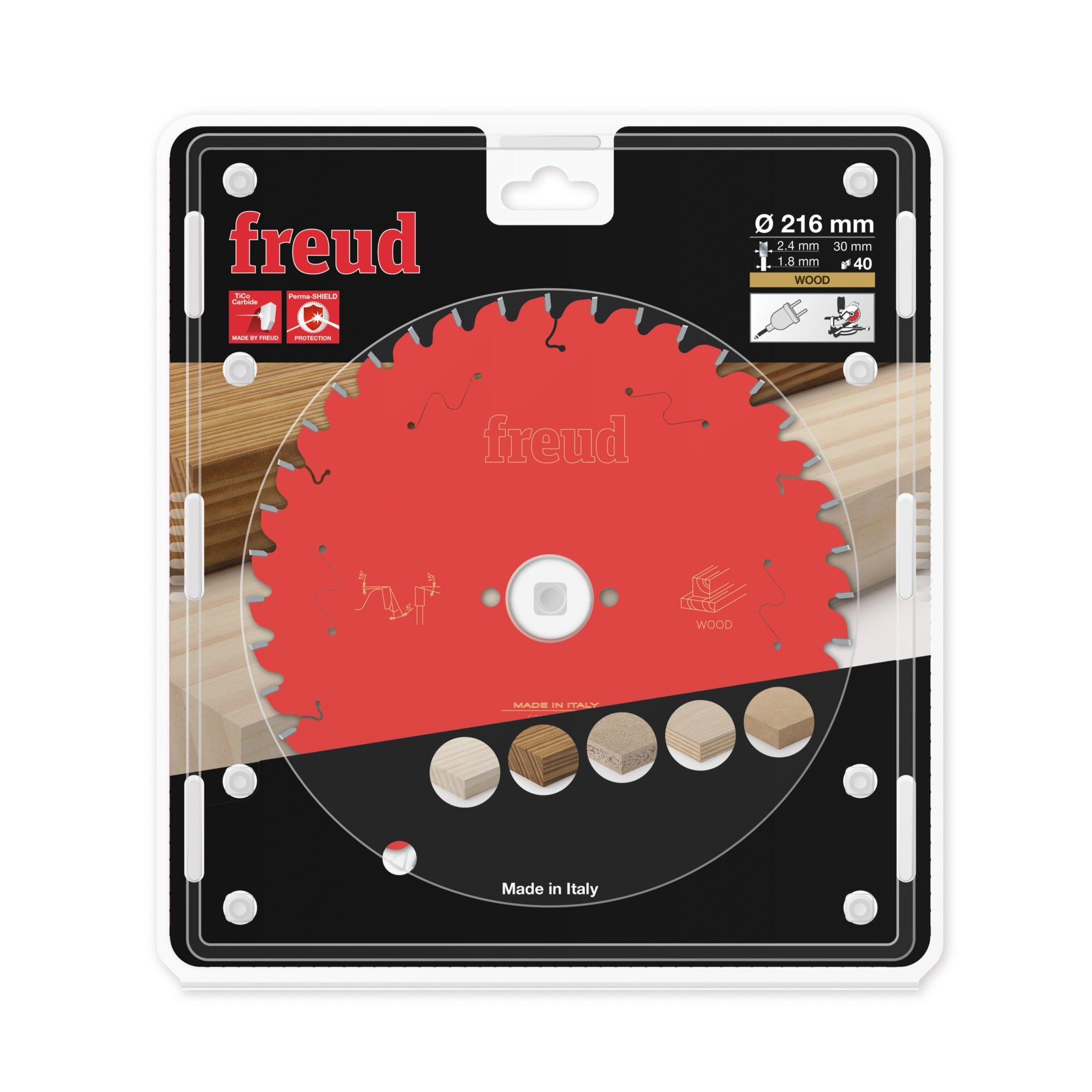 Buy Freud Circular saw blade HM 216 x 2.4/1.8 x 30 mm, Z=40 FR16W002M from Power Tool Services - Image 1 | Best Price