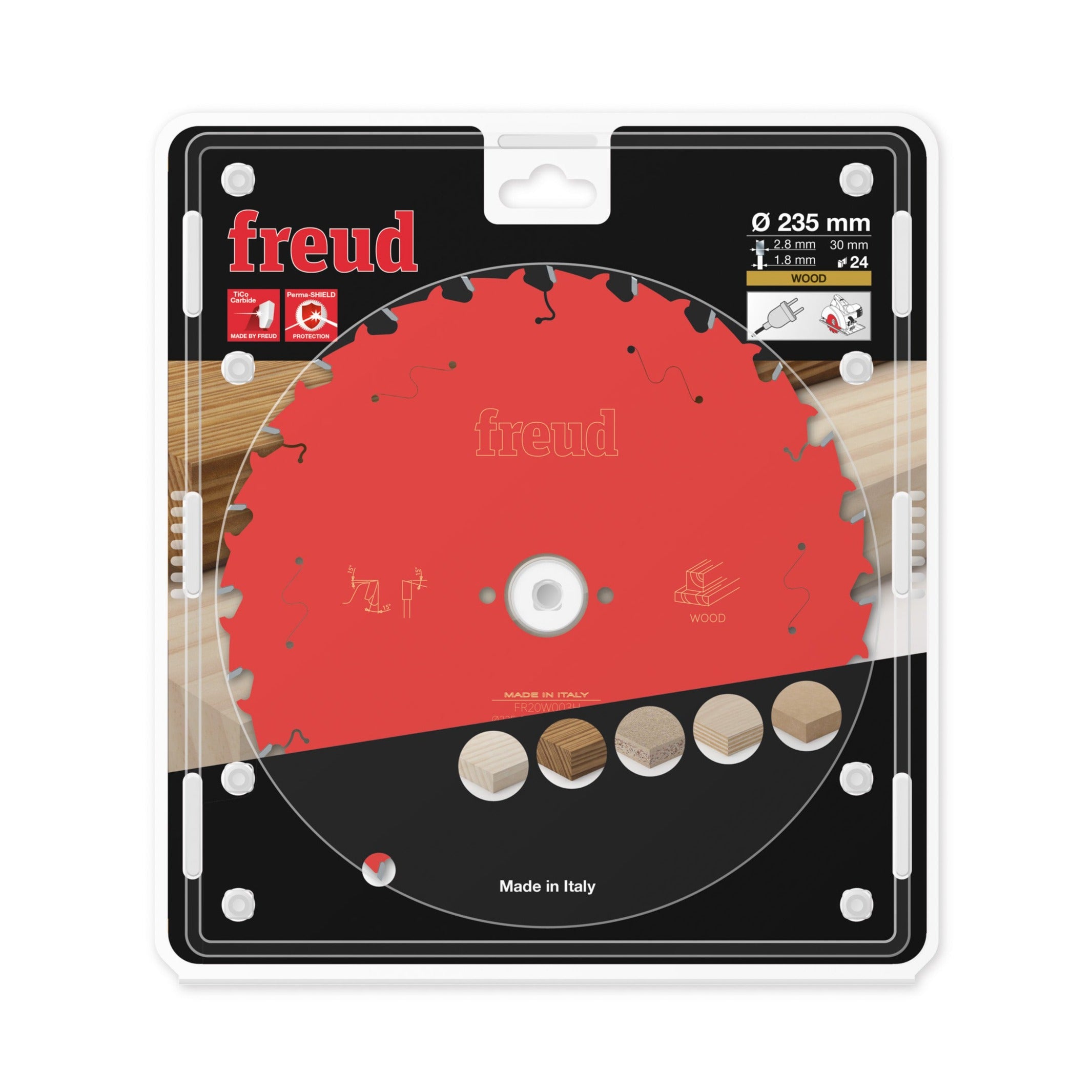 Buy Freud Circular saw blade HM 235 x 2.8/1.8 x 30 mm, Z=24 FR20W003H from Power Tool Services - Image 1 | Best Price