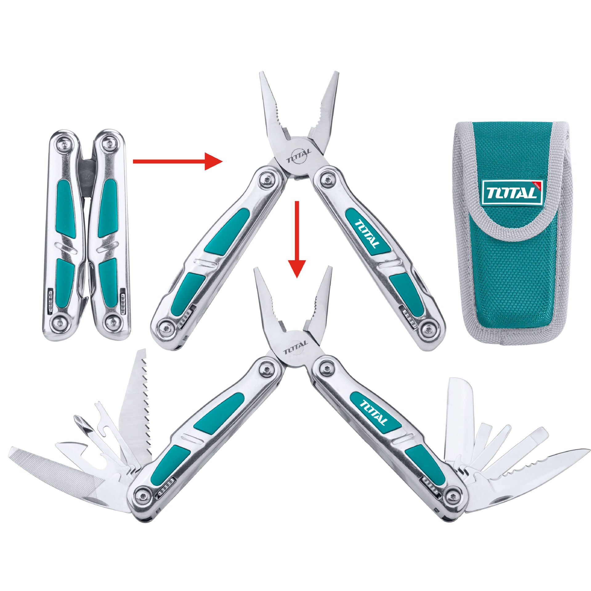 Total Tools Multi-Tool Foldable with Rubber Grip