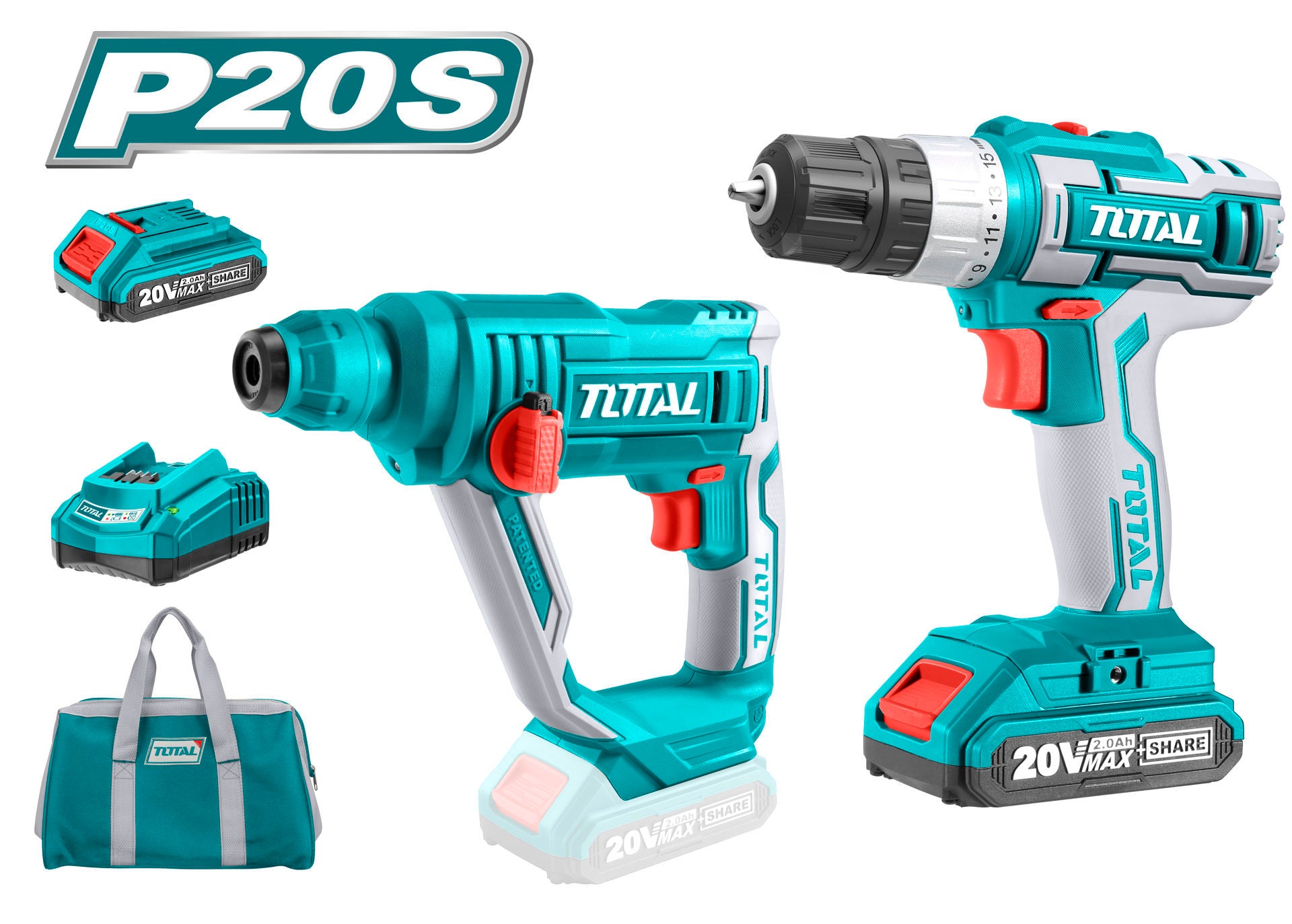 Total Tools Lithium-Ion Cordless 2-Pc. Combo Kit ( Cordless Rotary Hammer and Drill)