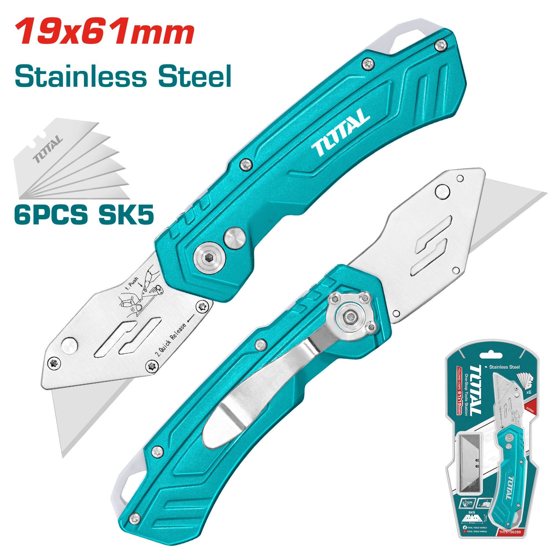 Total Tools Stainless Steel Folding Knife