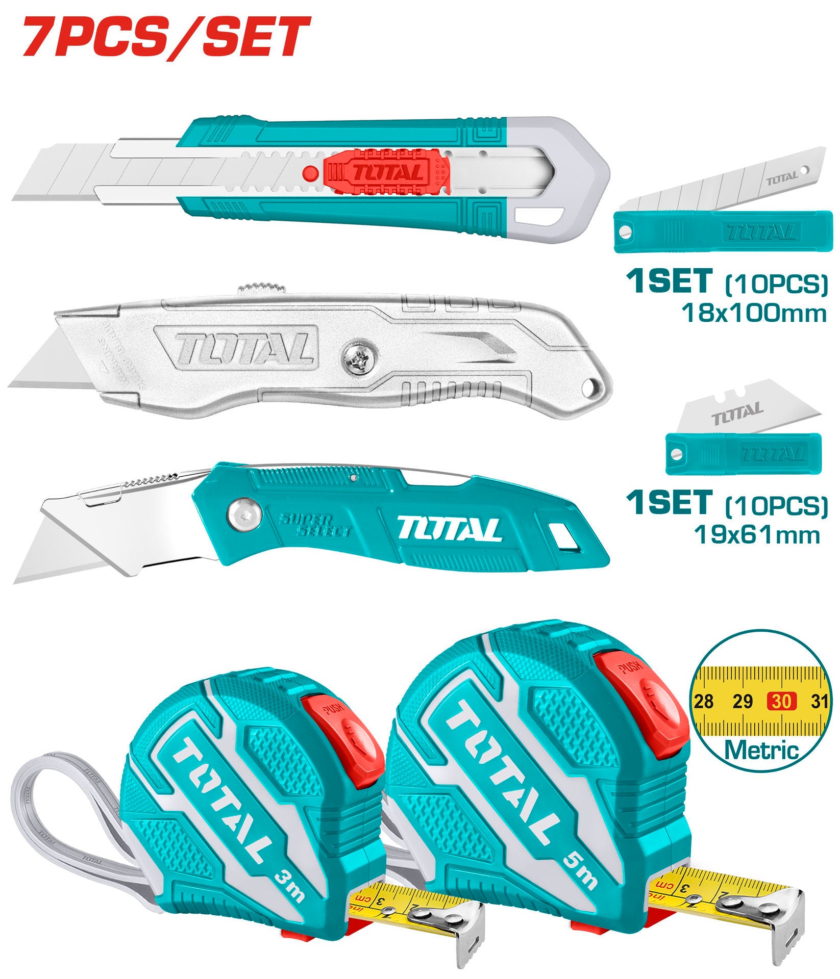 Total Tools Measuring Tape and Utility Knife Set