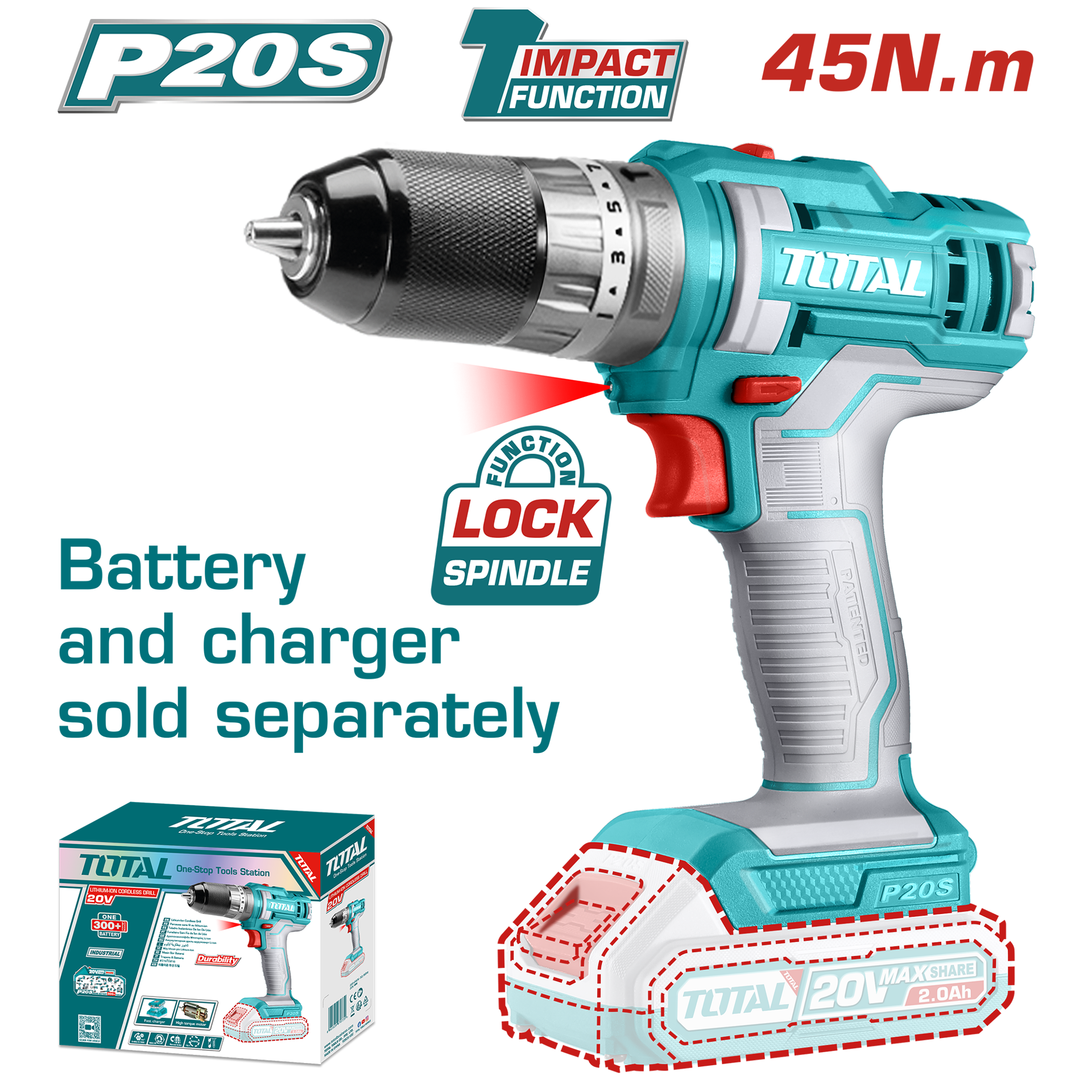 Total Tools Lithium-Ion Impact Drill Torque: 18+1+1