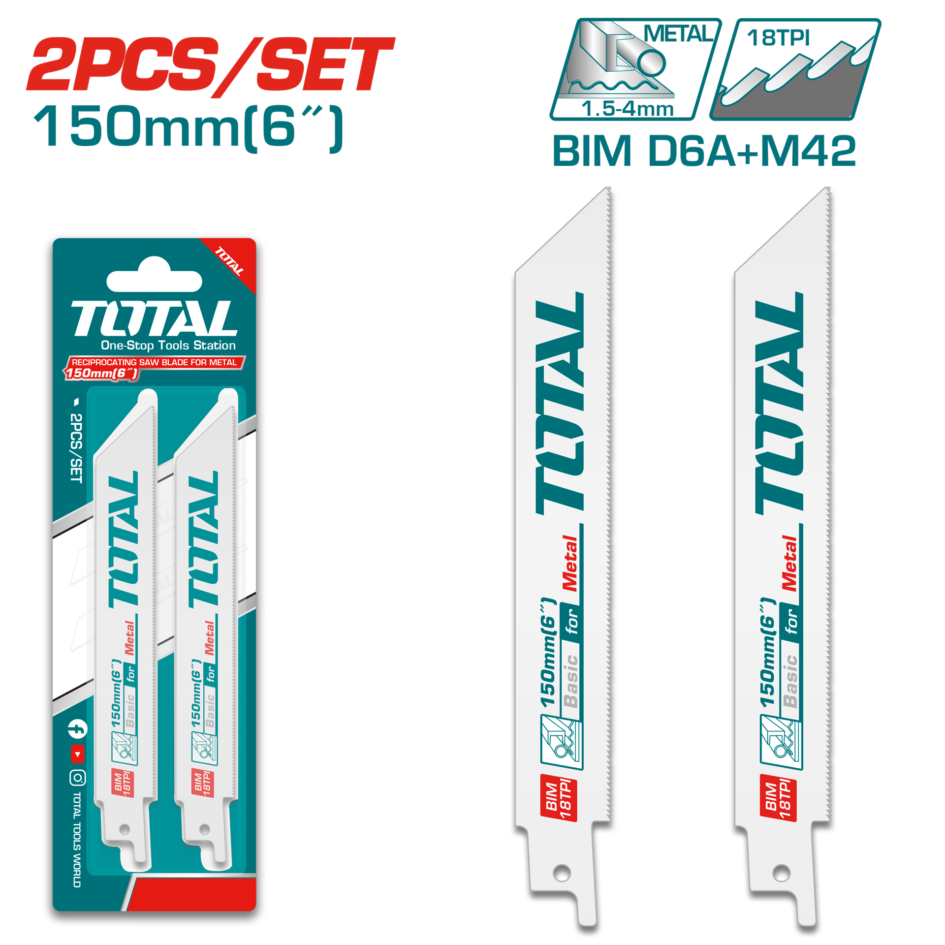 Total Tools Reciprocating saw blades for metal