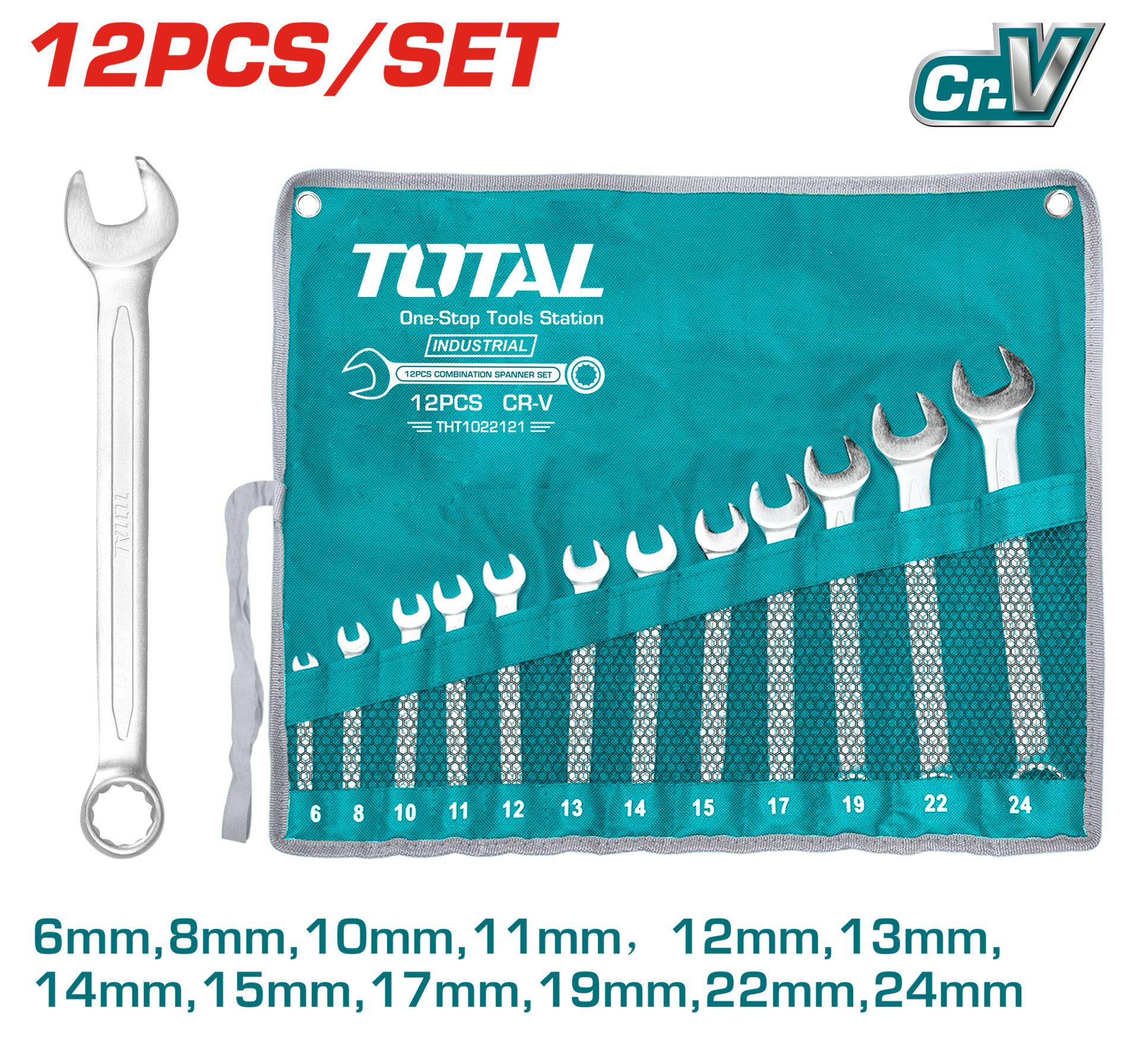 Total Tools 12 Piece Combination Spanner Set 6-24mm