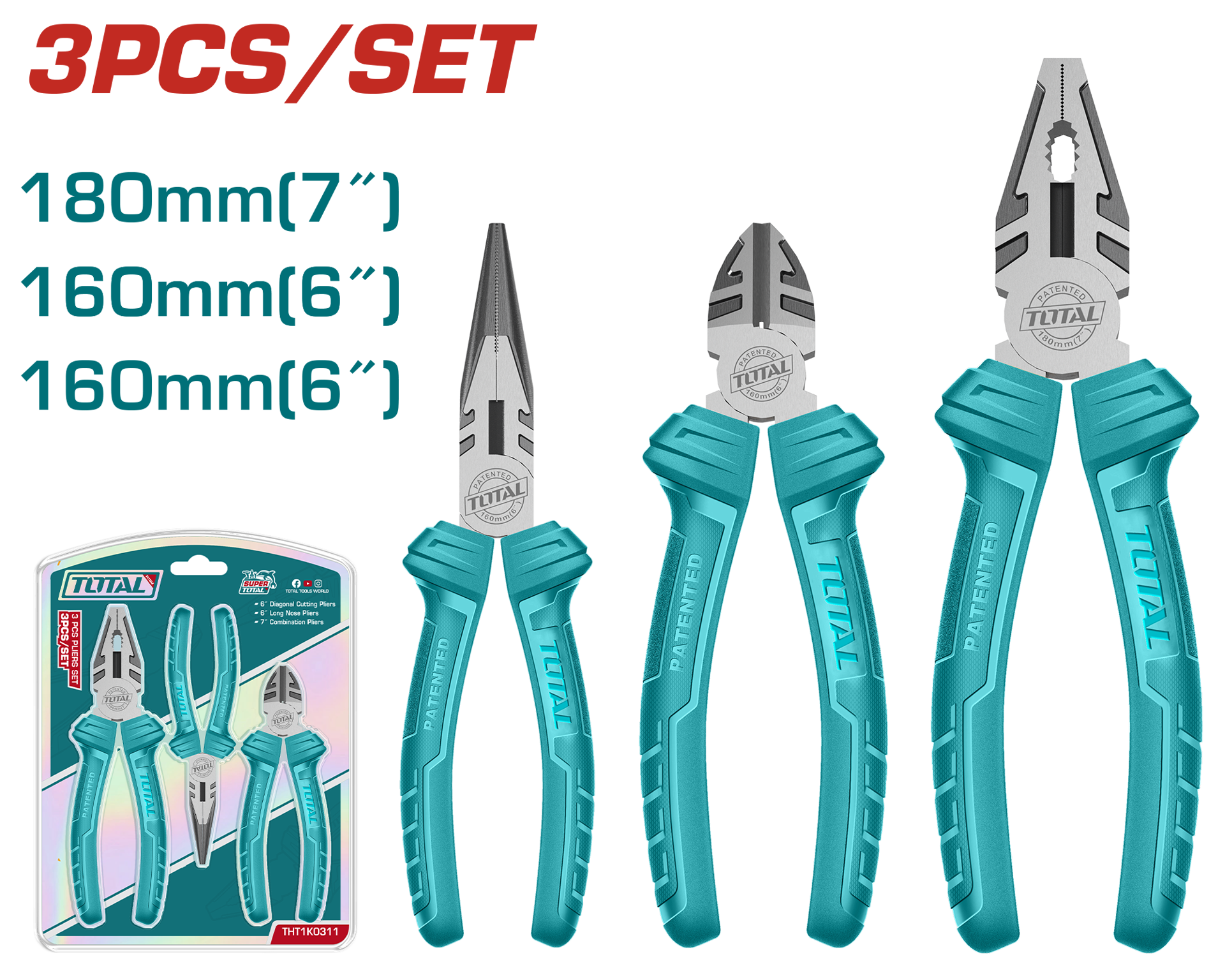 Total Tools 3 Piece Plier Set - Eco