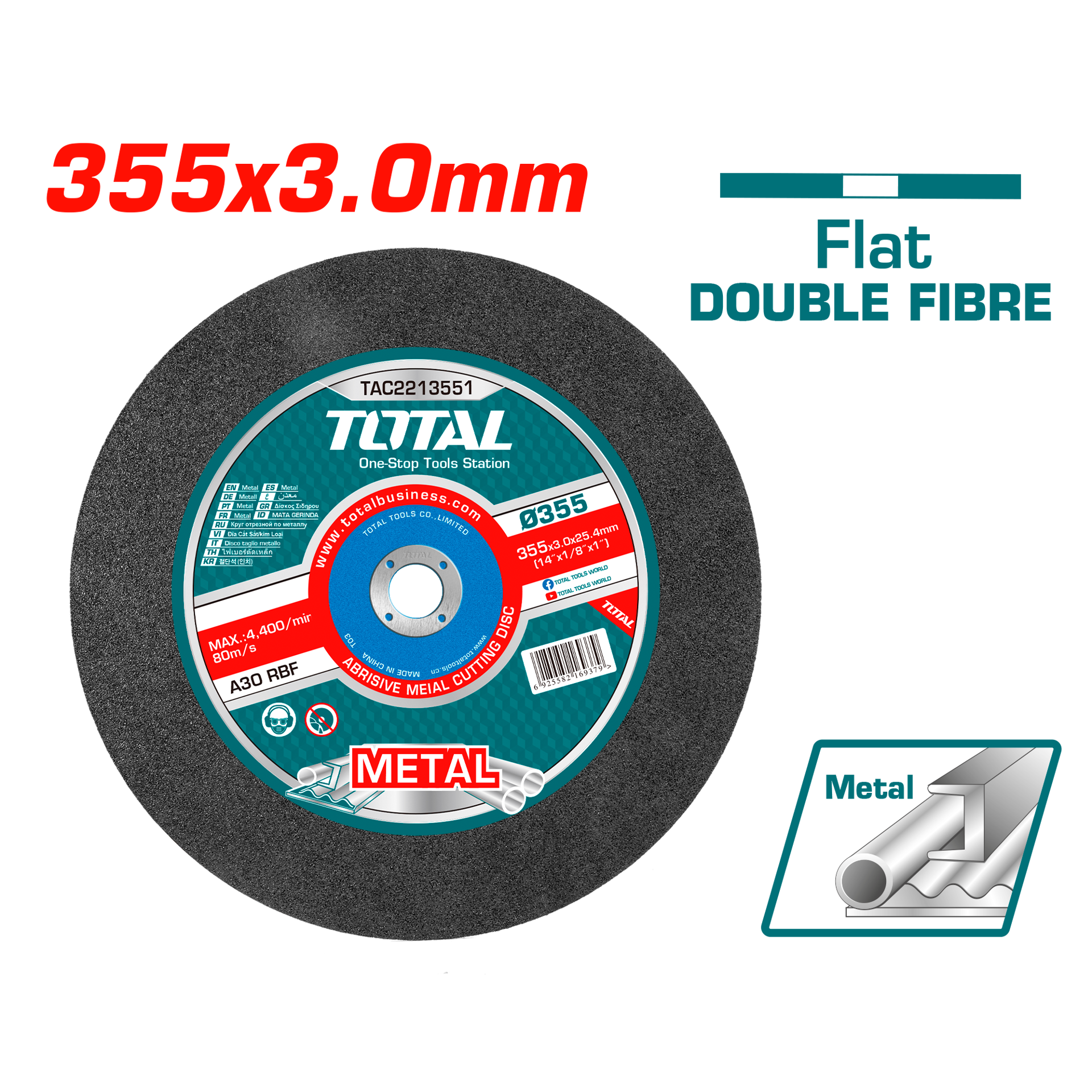 Total Tools 355mm x 3.0mm Cutting Disk for Metal