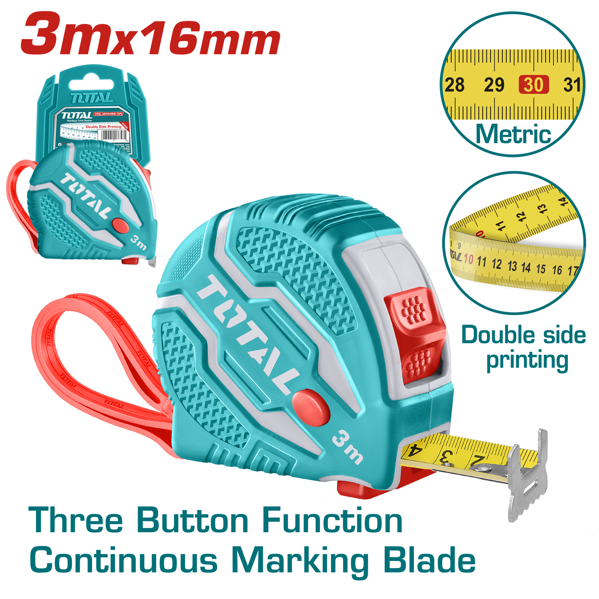 Total Tools 3m x 16mm Steel Measuring Tape