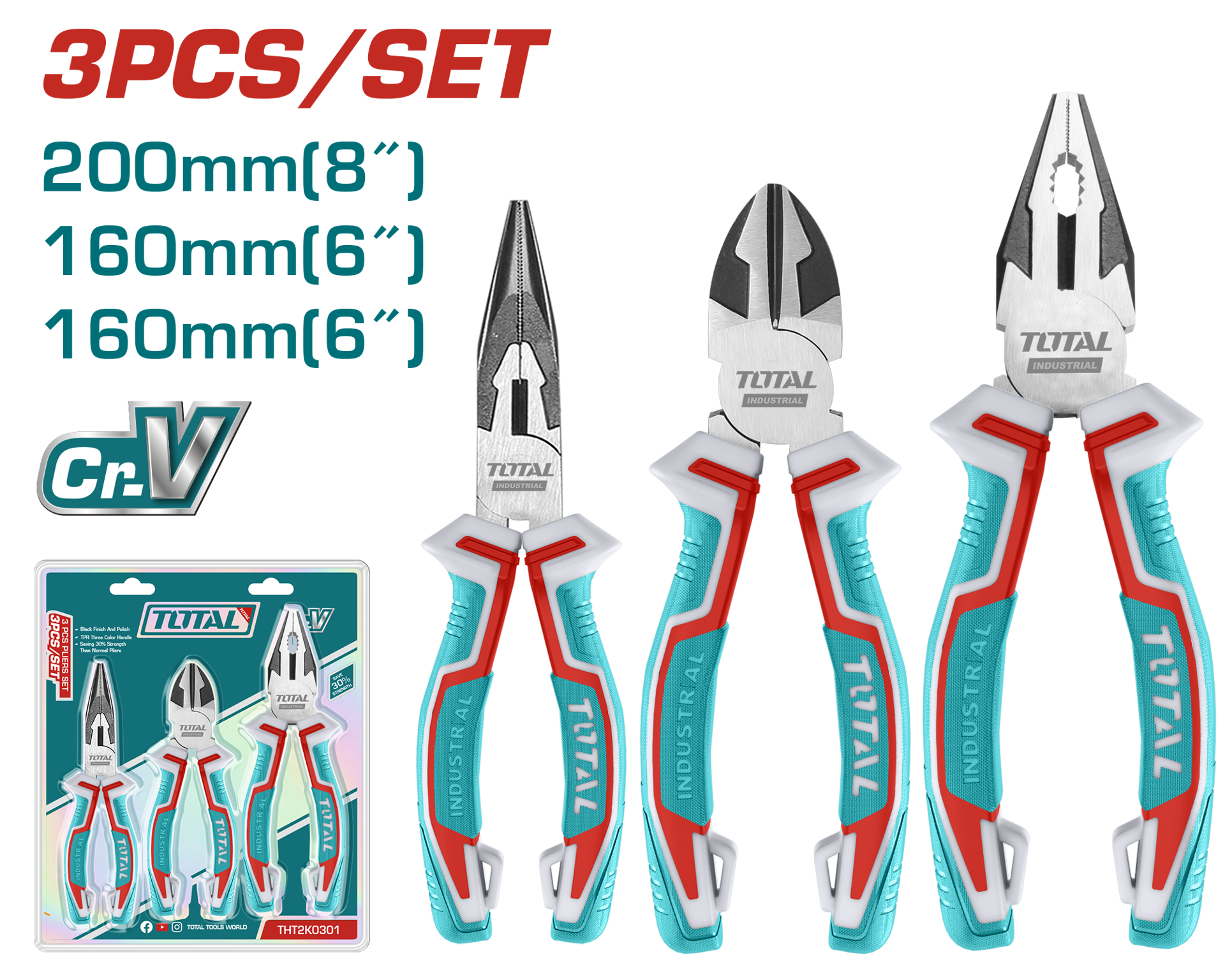 Total Tools 3Pcs Plier Set