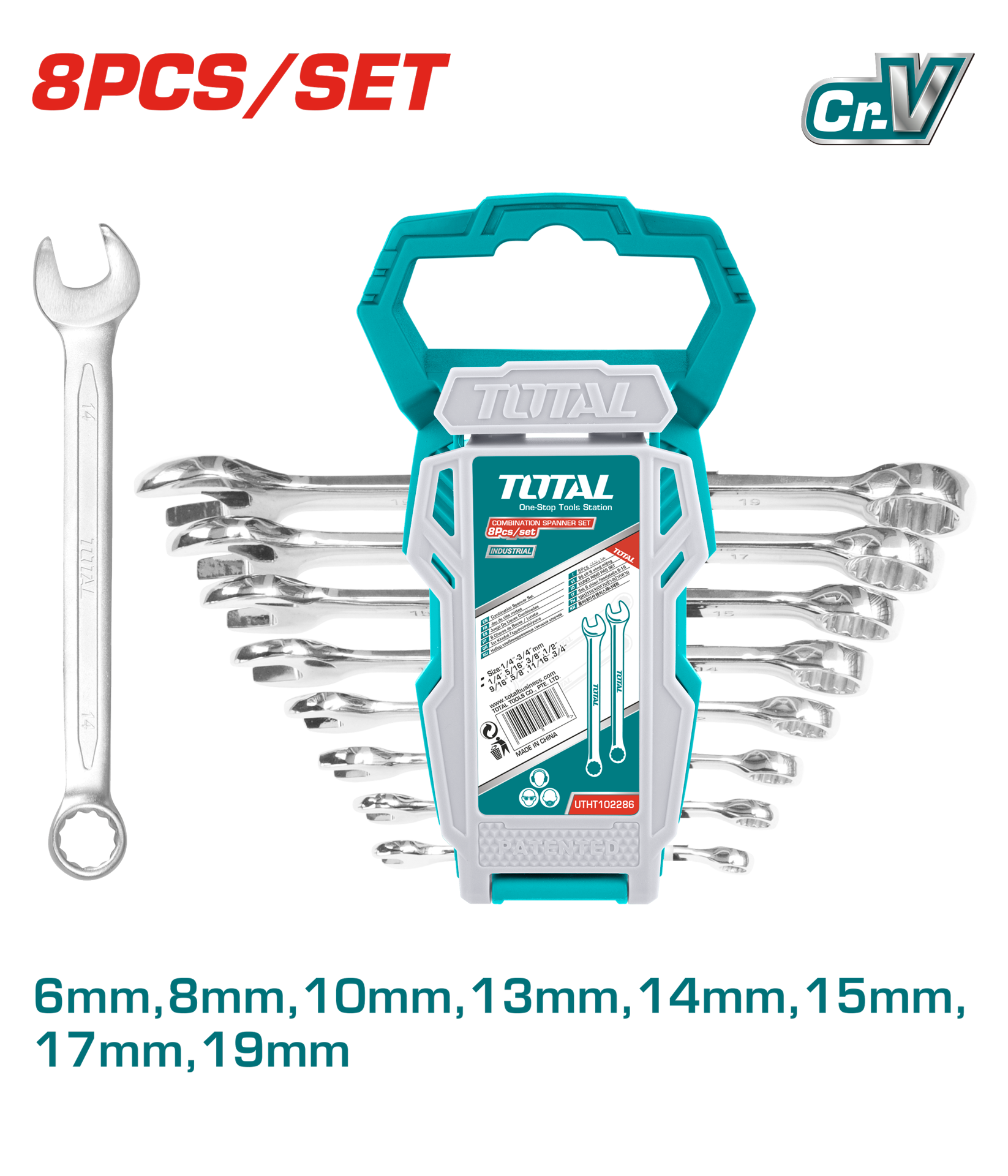 Total Tools 8 Piece Combination Spanner Set 6-19mm