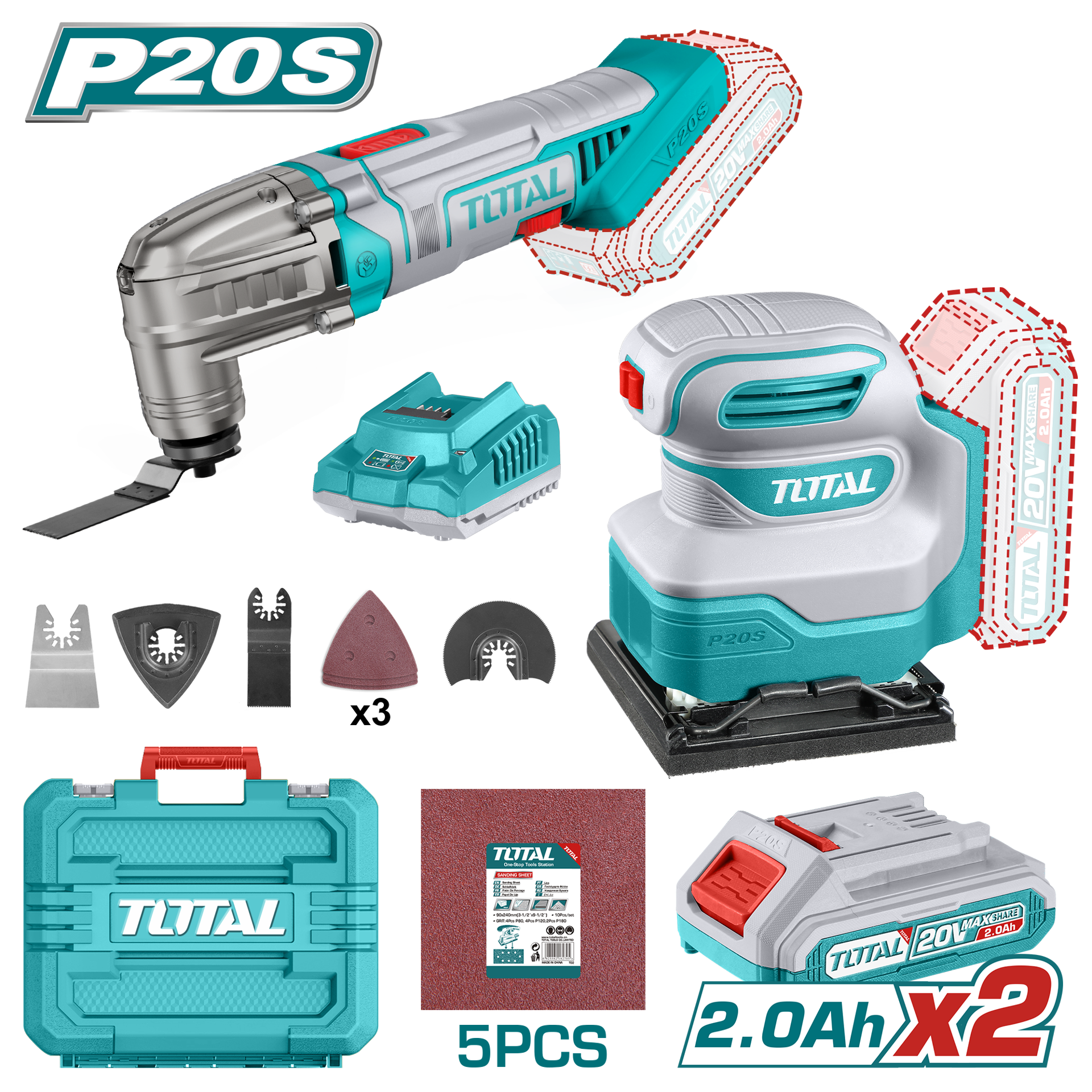 Total Tools Lithium-Ion Cordless 2-Pc. Combo Kit (Cordless Multi-tool and Sheet Sander )