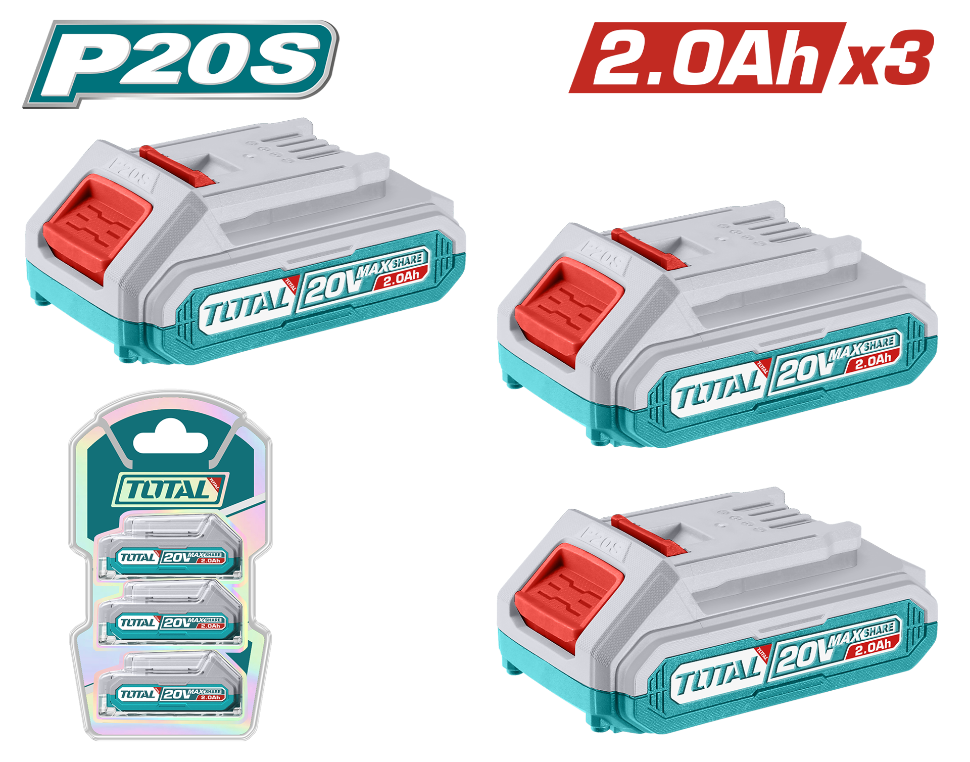 Total Tools P20S LITHIUM-ION BATTERY KIT 2.0AH X 3 PIECES