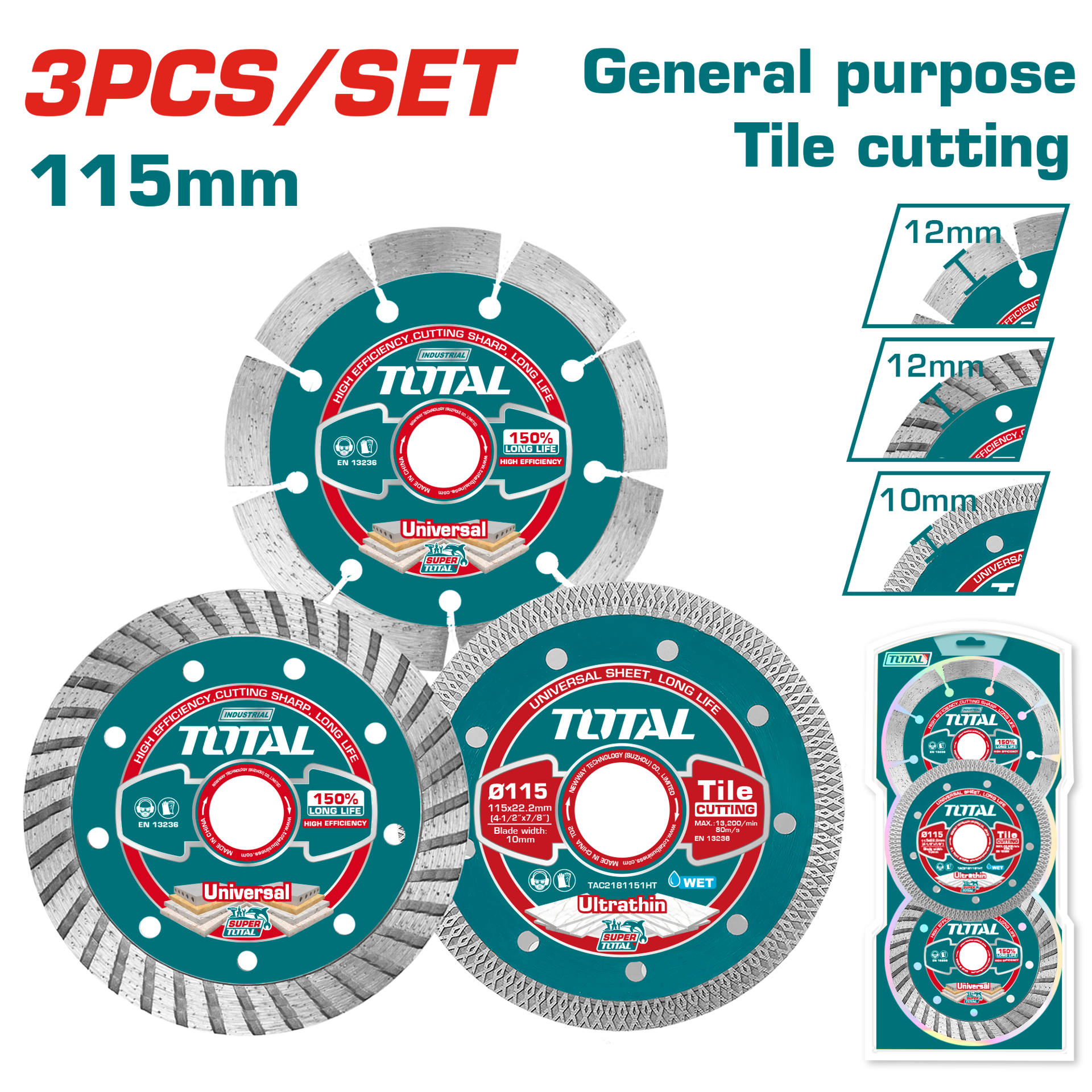 Total Tools 3Pcs Diamond disc combo set