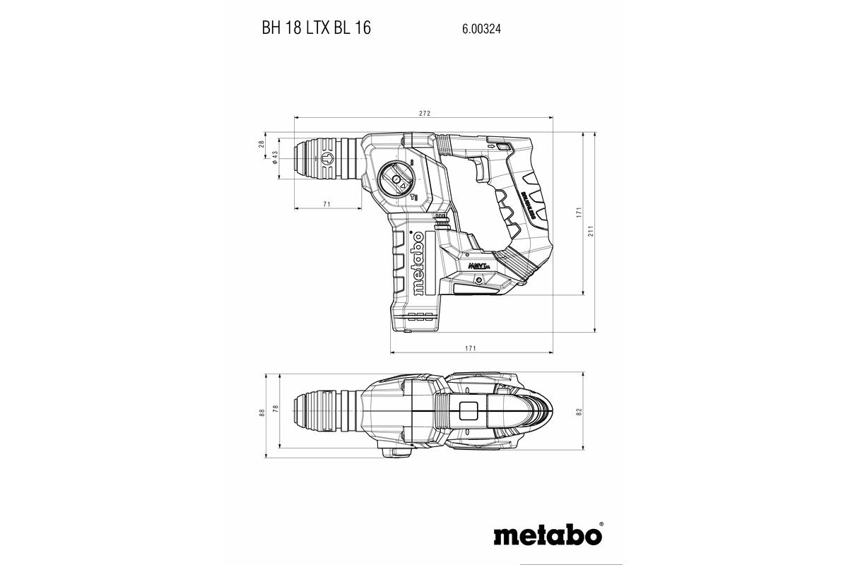 Buy Metabo | Cordless Rotary Hammer BH 18 LTX BL 16 | 600324840 from Power Tool Services - Image 8 | Best Price