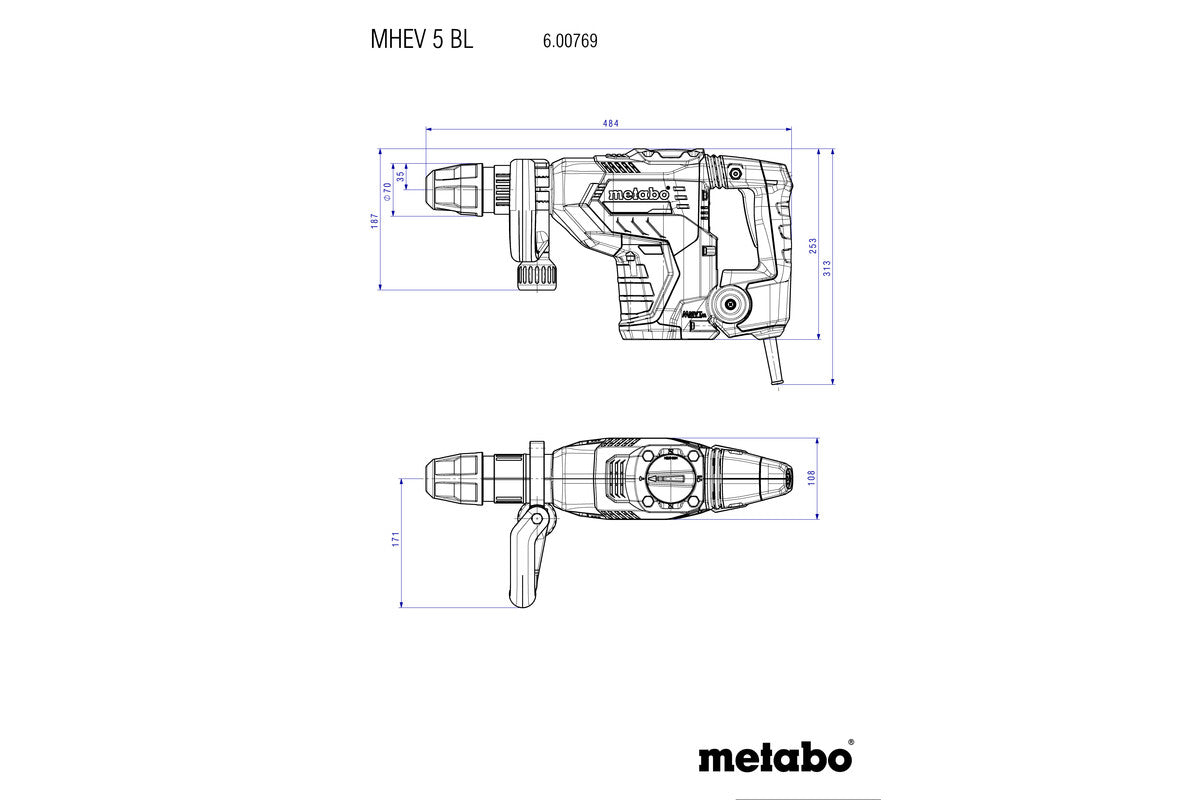 Buy Metabo | Chipping Hammer MHEV 5 BL | 600769500 from Power Tool Services - Image 3 | Best Price