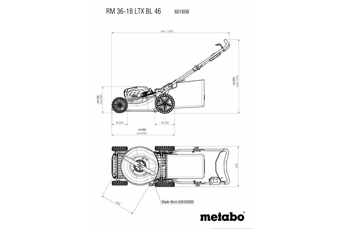 Buy Metabo | Cordless Lawn Mower RM 36-18 LTX BL 46 | 601606850 from Power Tool Services - Image 12 | Best Price