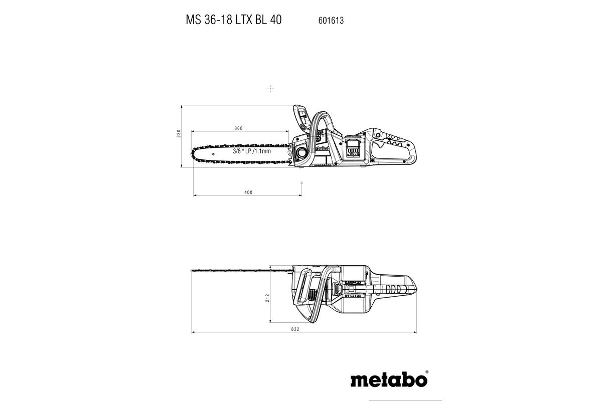 Buy Metabo | Cordless Chain Saw MS 36-18 LTX BL 40 | 601613850 from Power Tool Services - Image 13 | Best Price