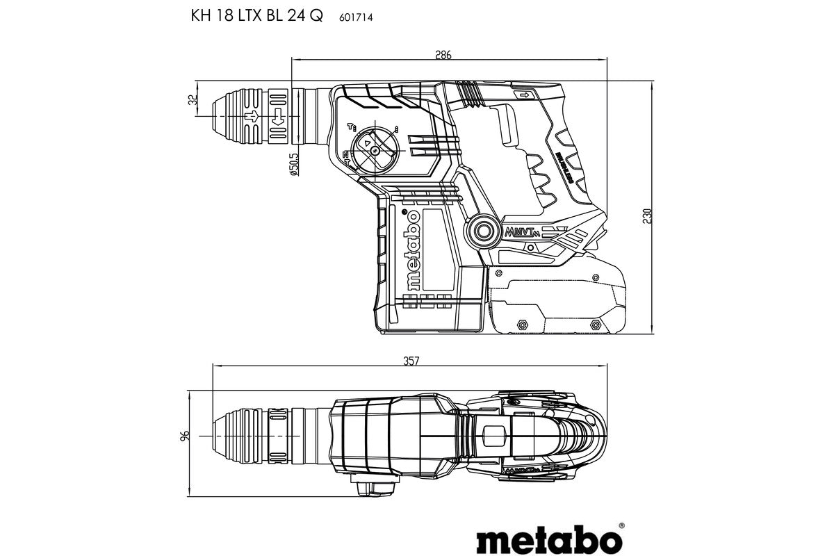 Buy Metabo | Cordless Combination Hammer KH 18 LTX BL 24 Q | 601714840 from Power Tool Services - Image 6 | Best Price