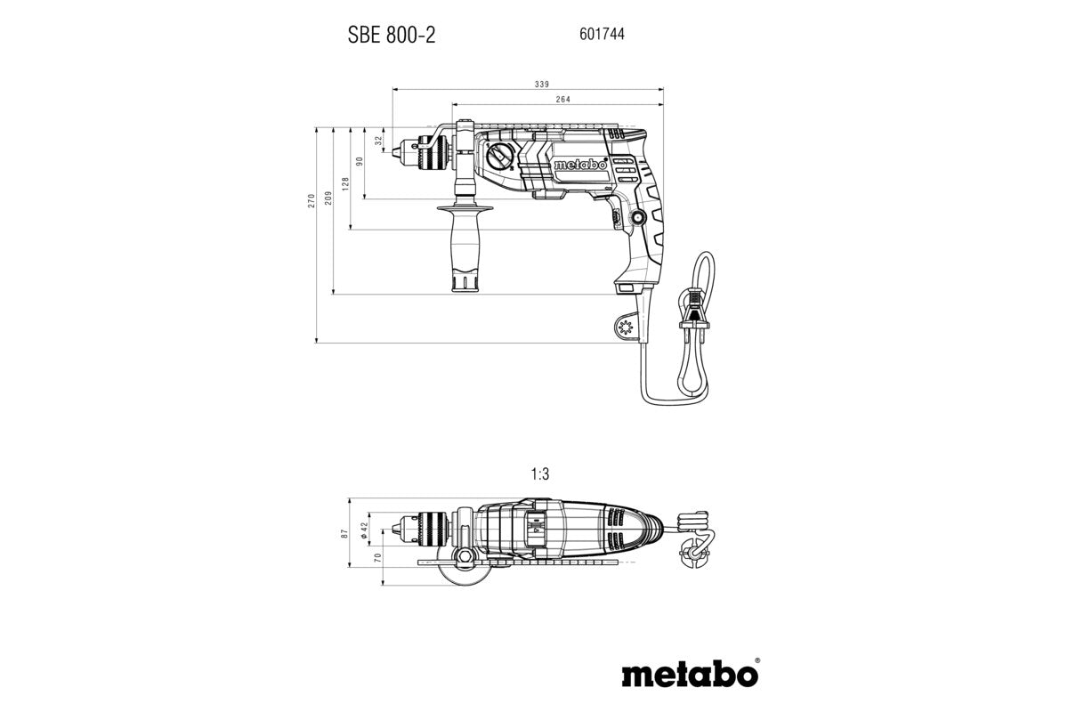 Buy Metabo | Impact Drill SBE 800-2 | 601744500 from Power Tool Services - Image 4 | Best Price